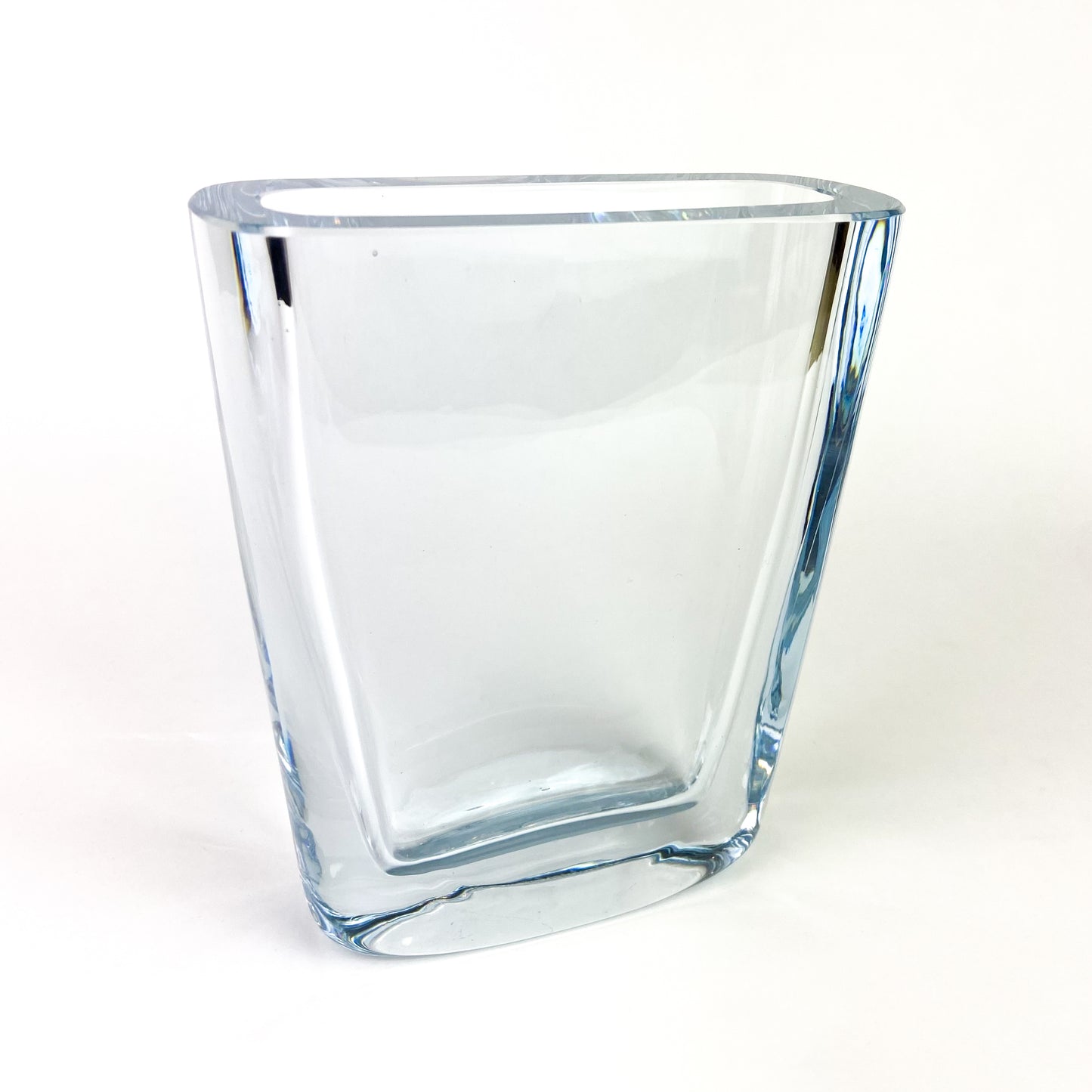 Swedish Powder Blue Heavy Crystal Vase #O1037