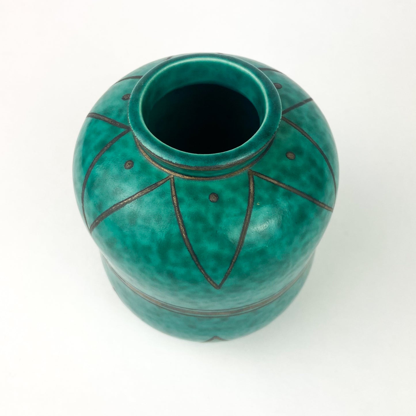 Mottled Green Gustavsberg Argenta Stoneware Vase #O1052