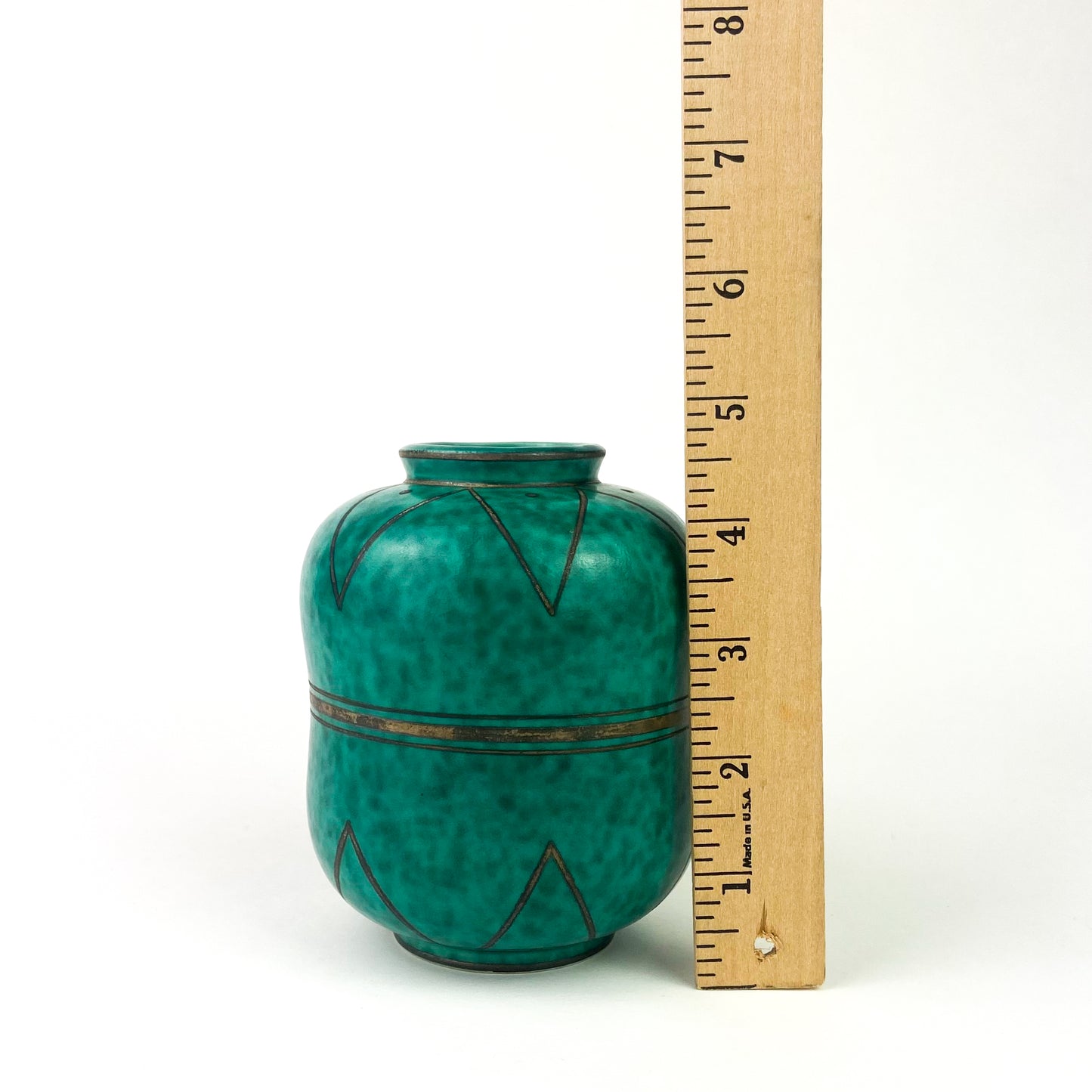 Mottled Green Gustavsberg Argenta Stoneware Vase #O1052