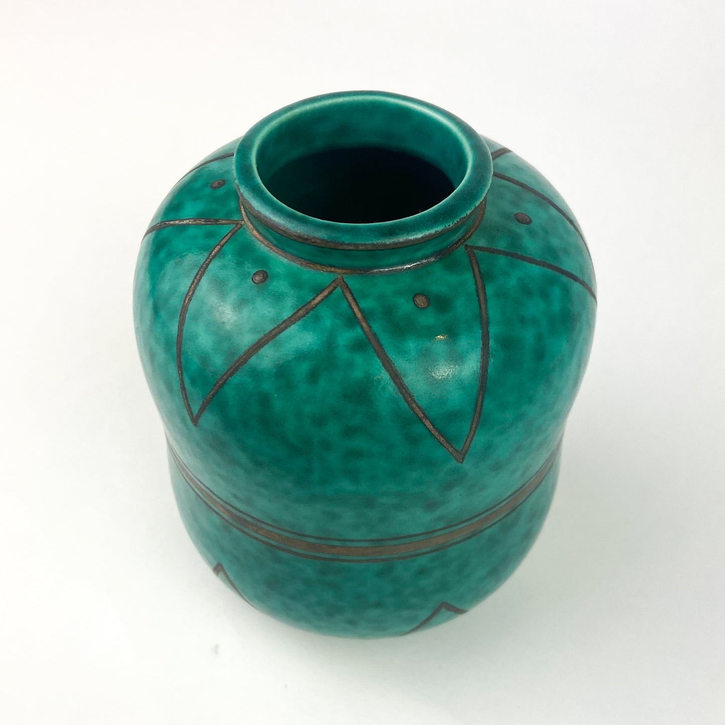 Mottled Green Gustavsberg Argenta Stoneware Vase #O1052