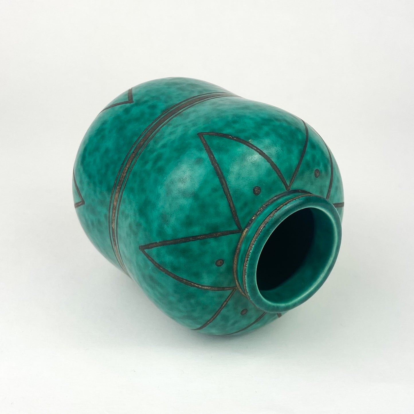 Mottled Green Gustavsberg Argenta Stoneware Vase #O1052