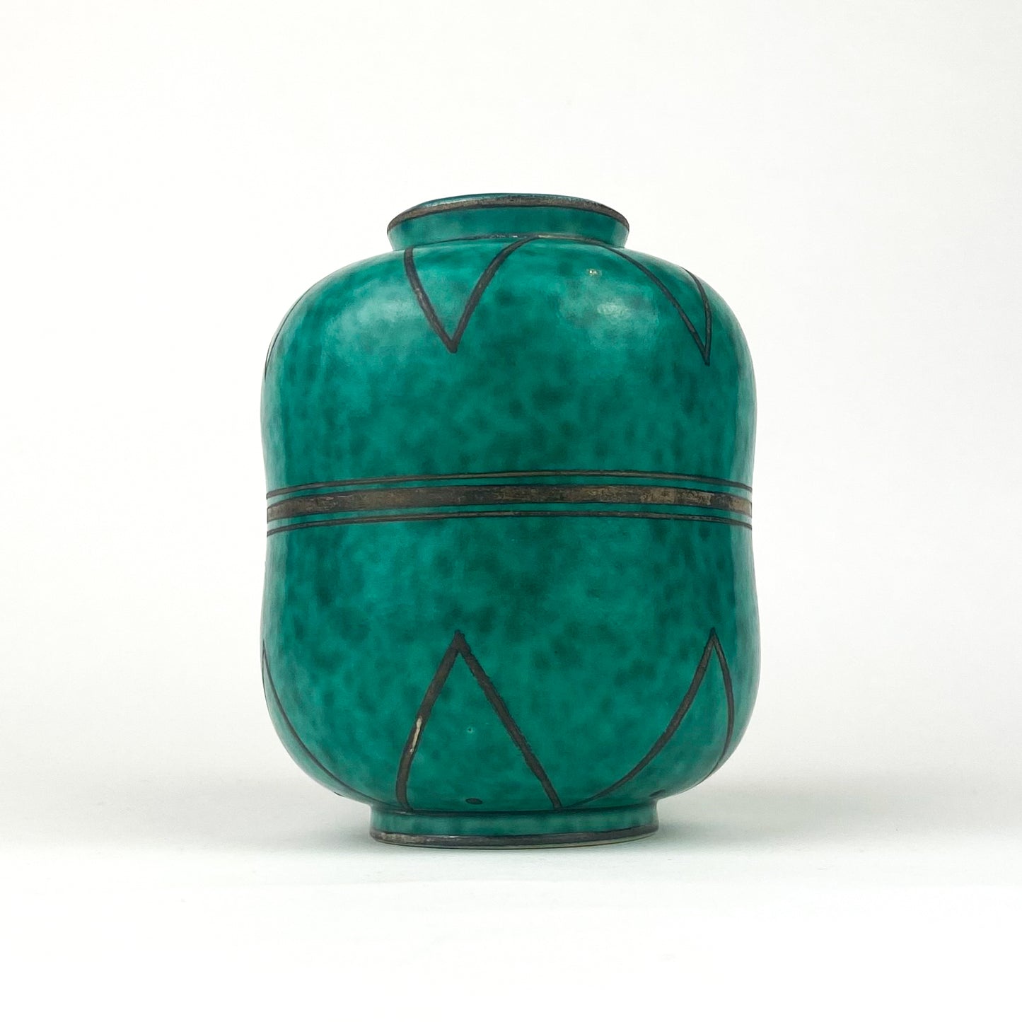 Mottled Green Gustavsberg Argenta Stoneware Vase #O1052