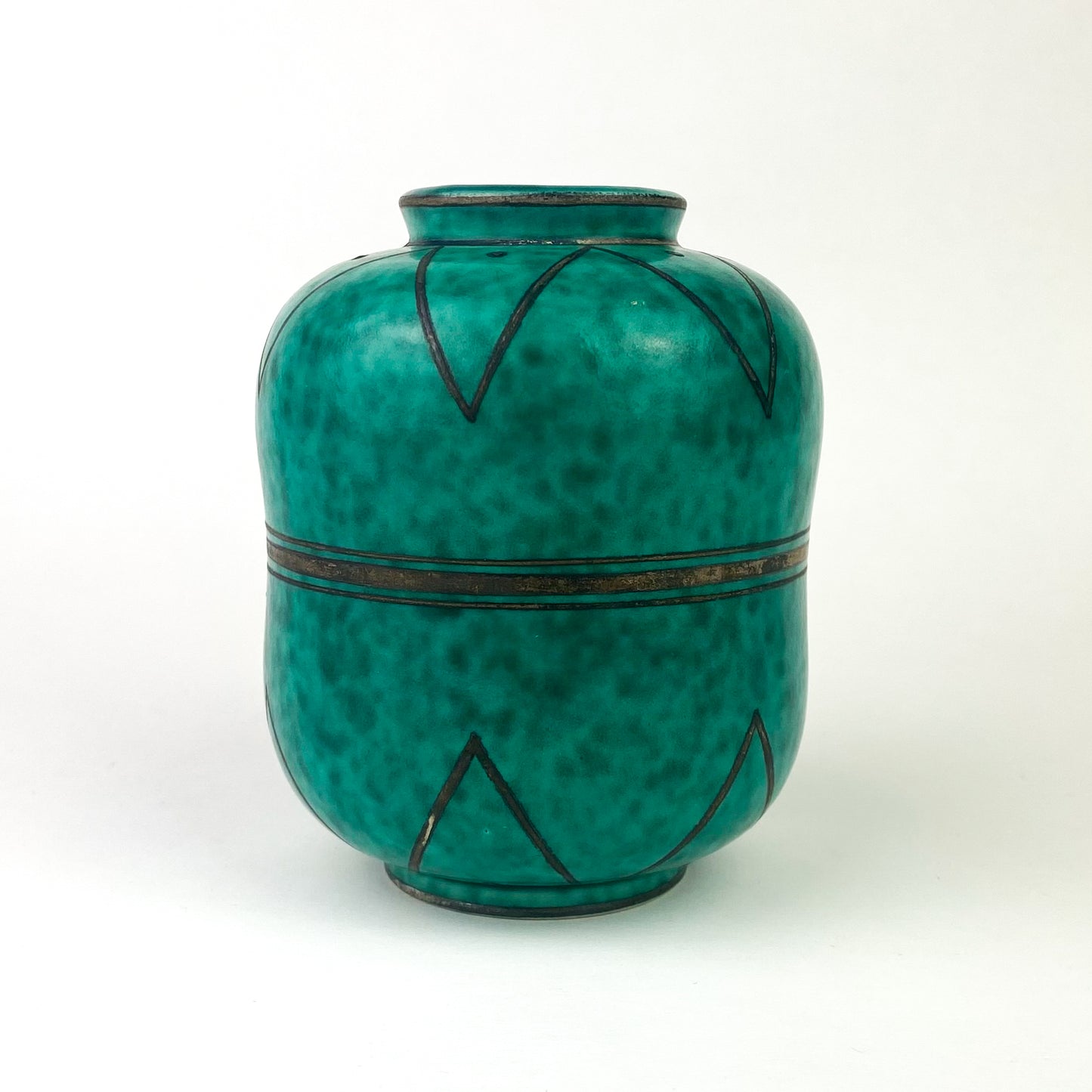 Mottled Green Gustavsberg Argenta Stoneware Vase #O1052