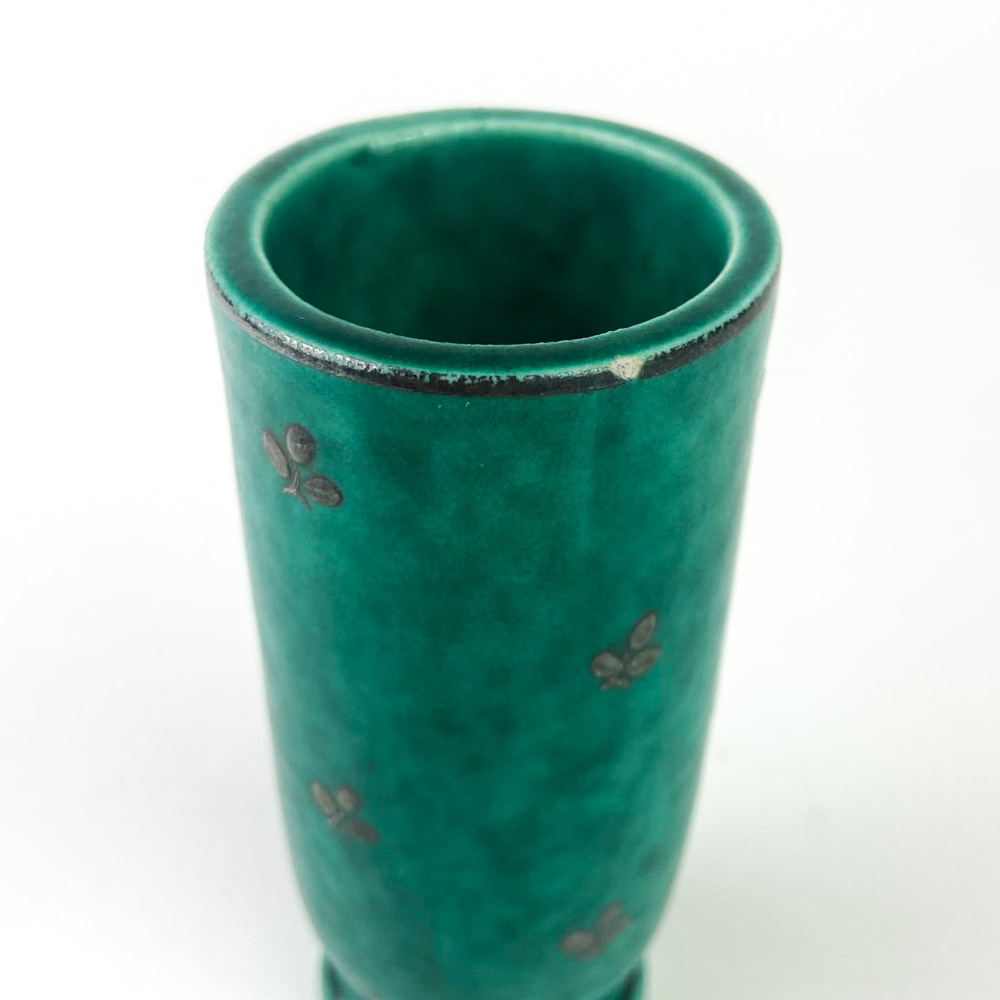 Mottled Green Gustavsberg Argenta Stoneware Miniature Vase #01054