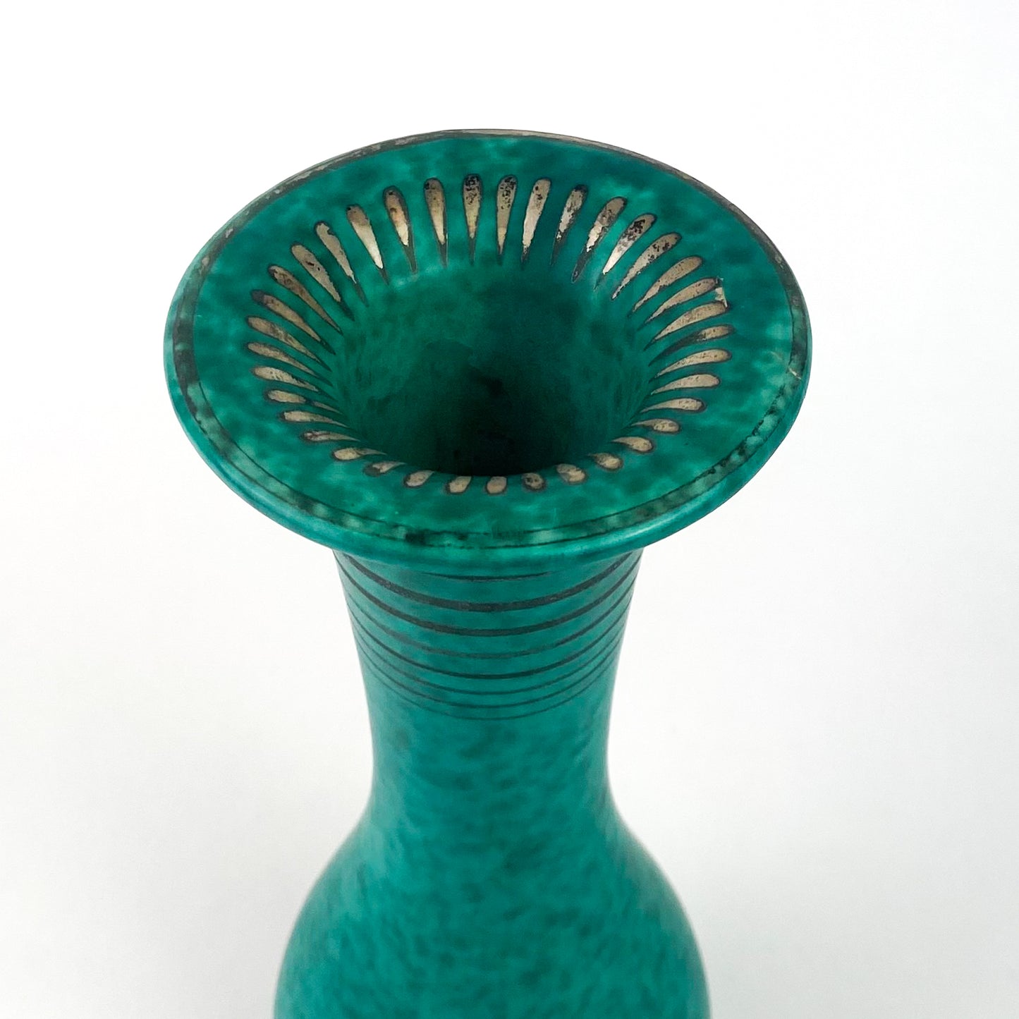 Mottled Green Gustavsberg Argenta Stoneware Vase #O1055