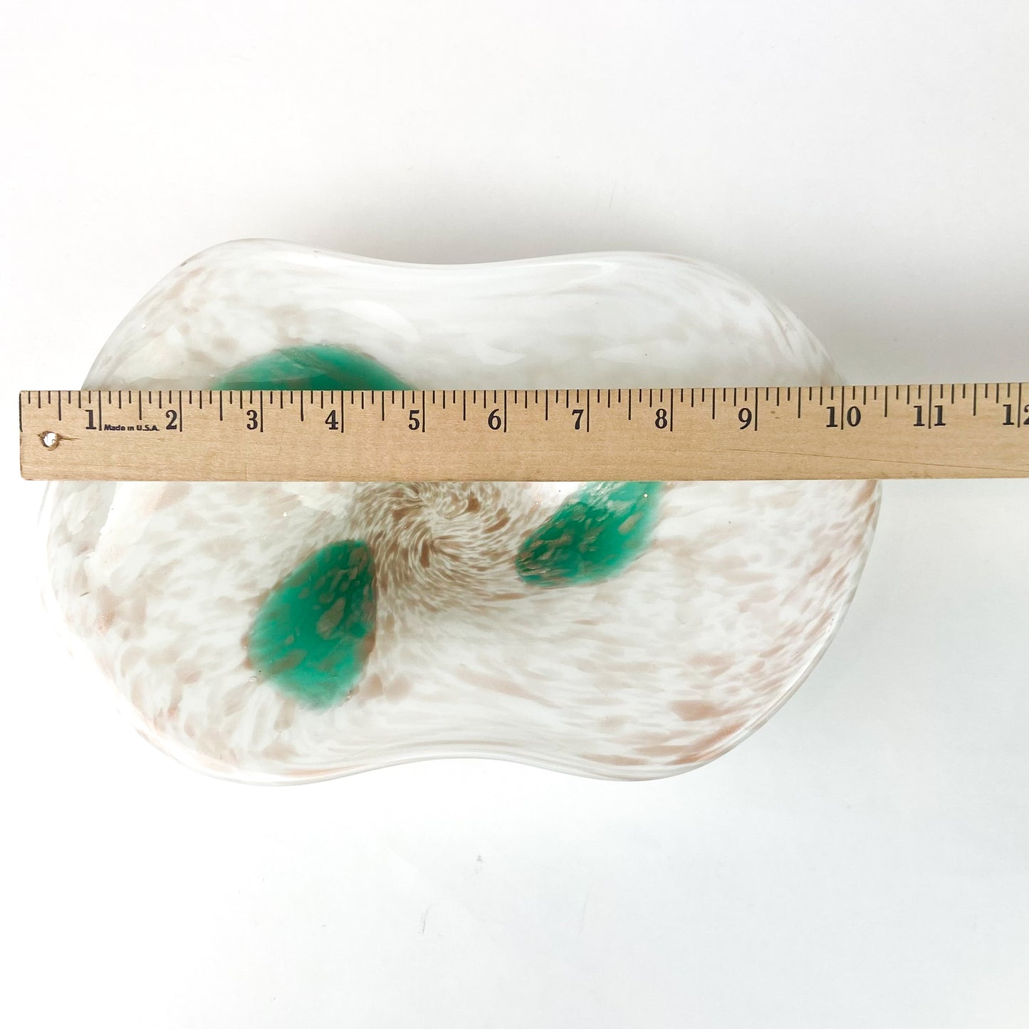 Murano Emerald + Cream + White Cased Glass Catchall/Ashtray #O1959