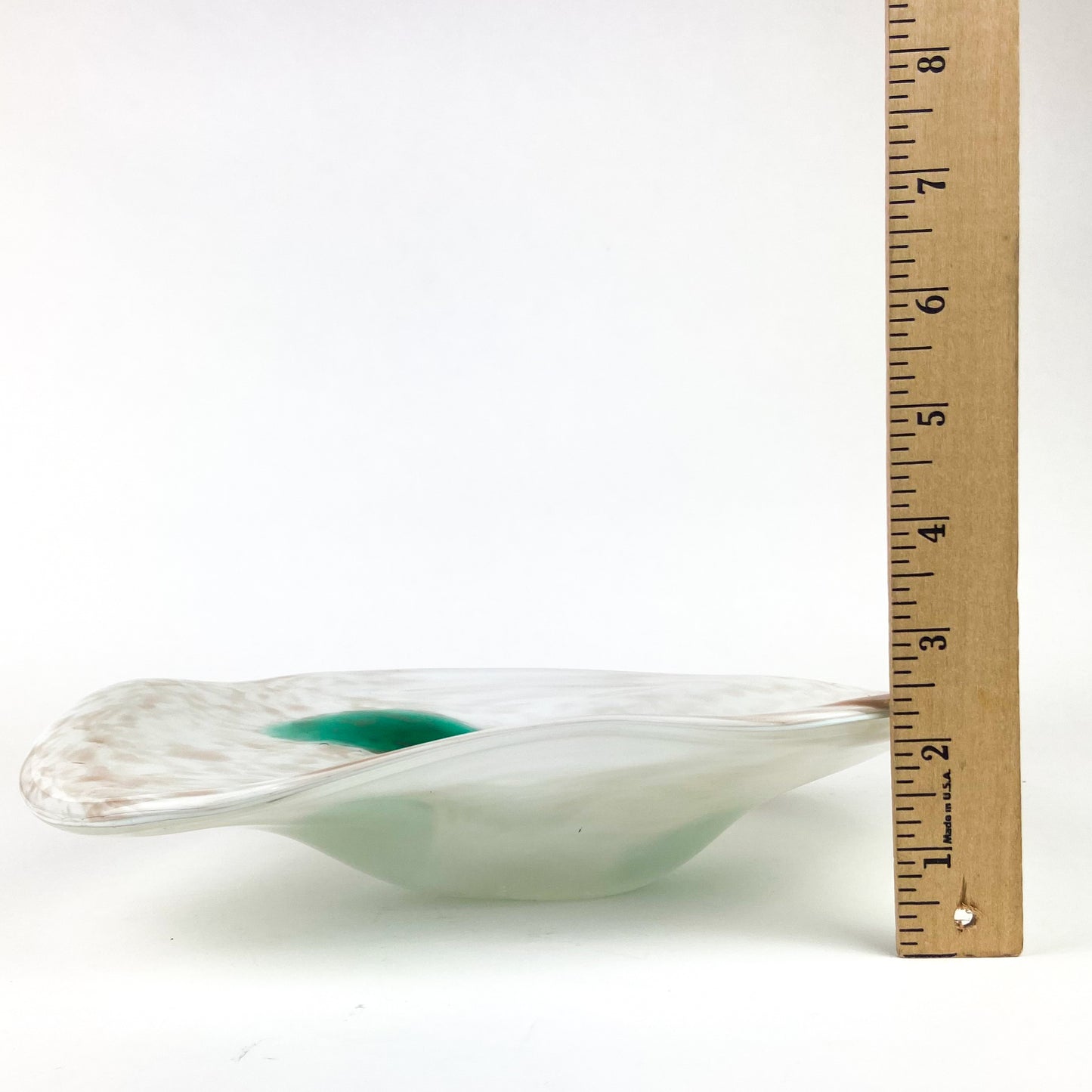 Murano Emerald + Cream + White Cased Glass Catchall/Ashtray #O1959