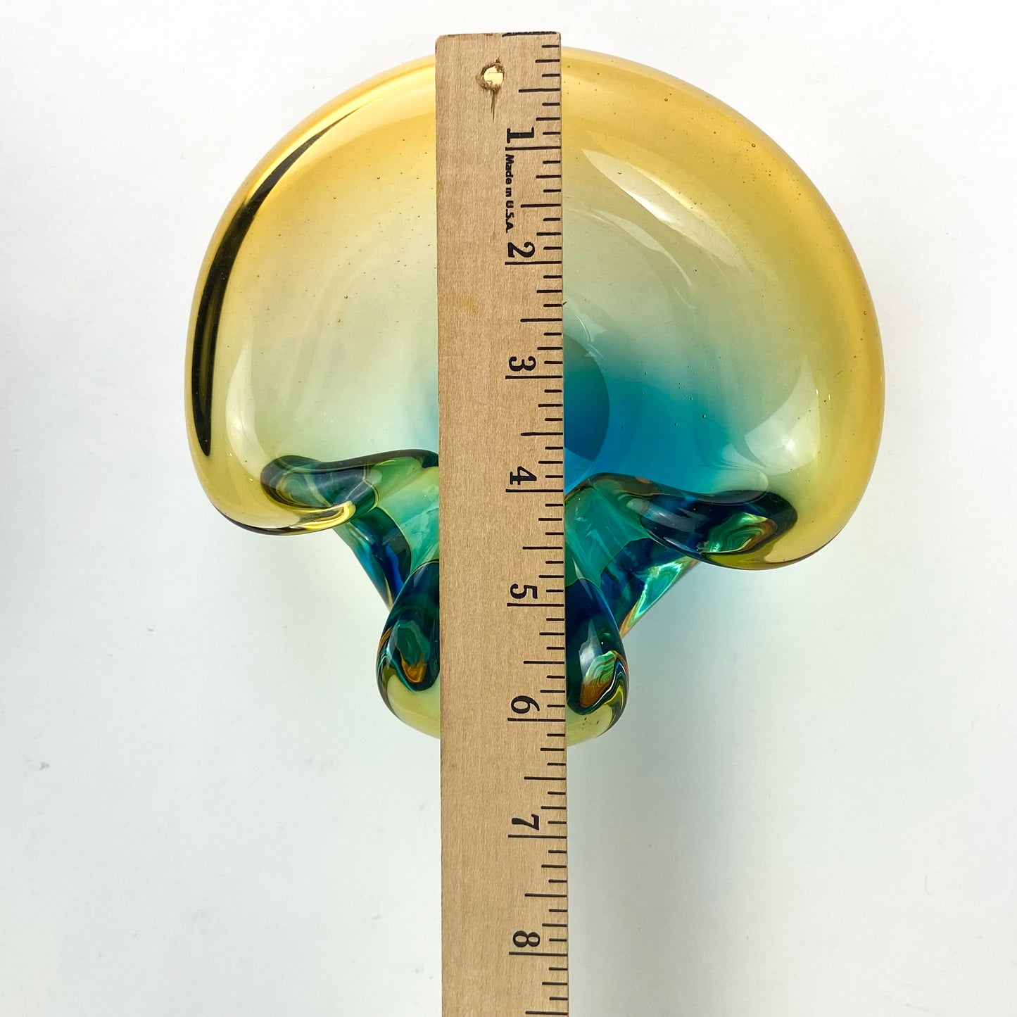 Murano Aqua + Amber Curled Glass Catchall/Ashtray #O1063