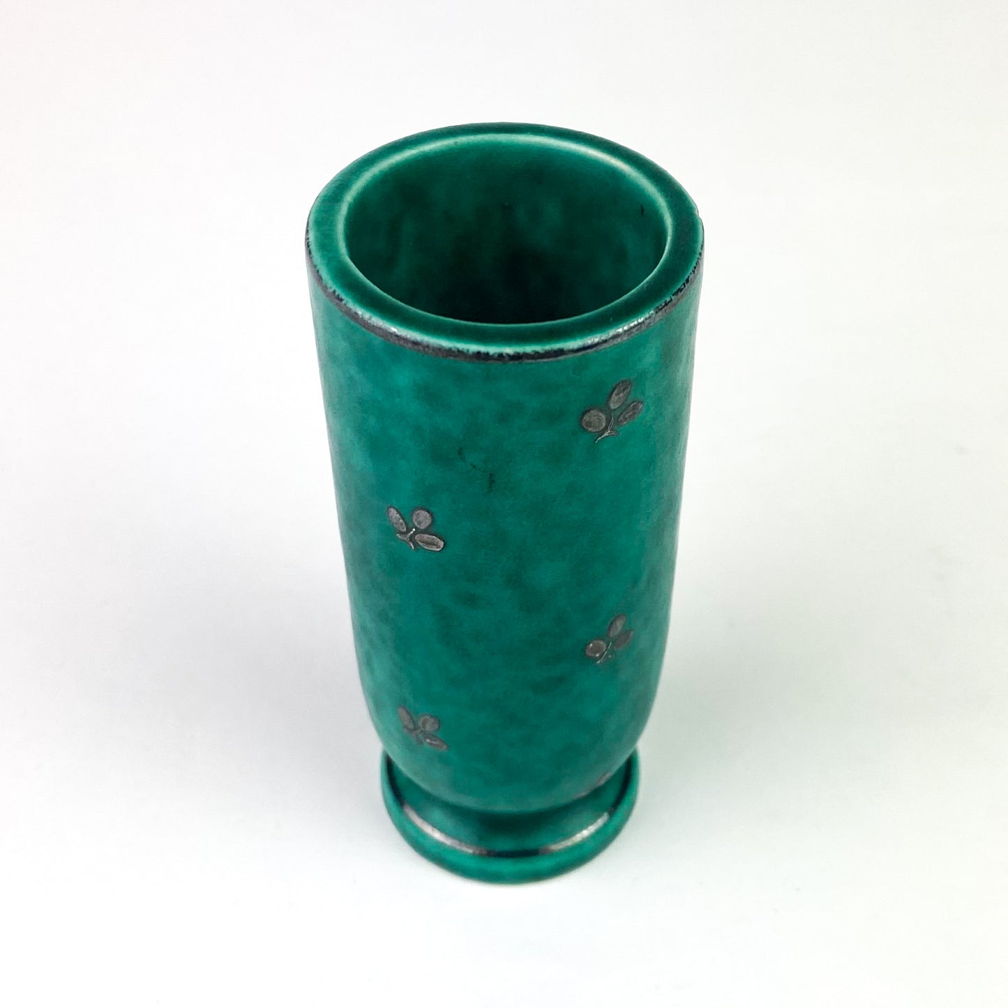 Mottled Green Gustavsberg Argenta Stoneware Miniature Vase #01054