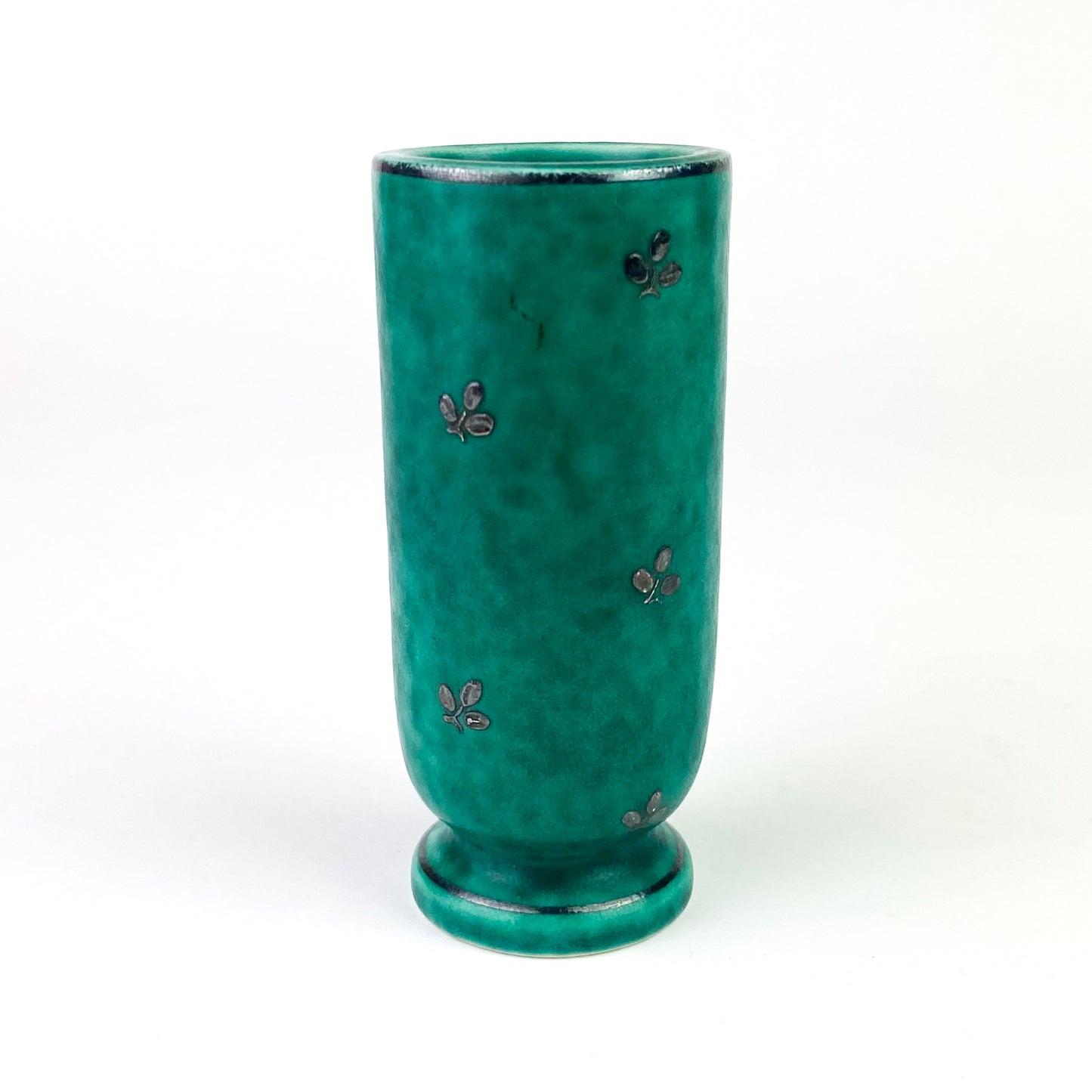 Mottled Green Gustavsberg Argenta Stoneware Miniature Vase #01054