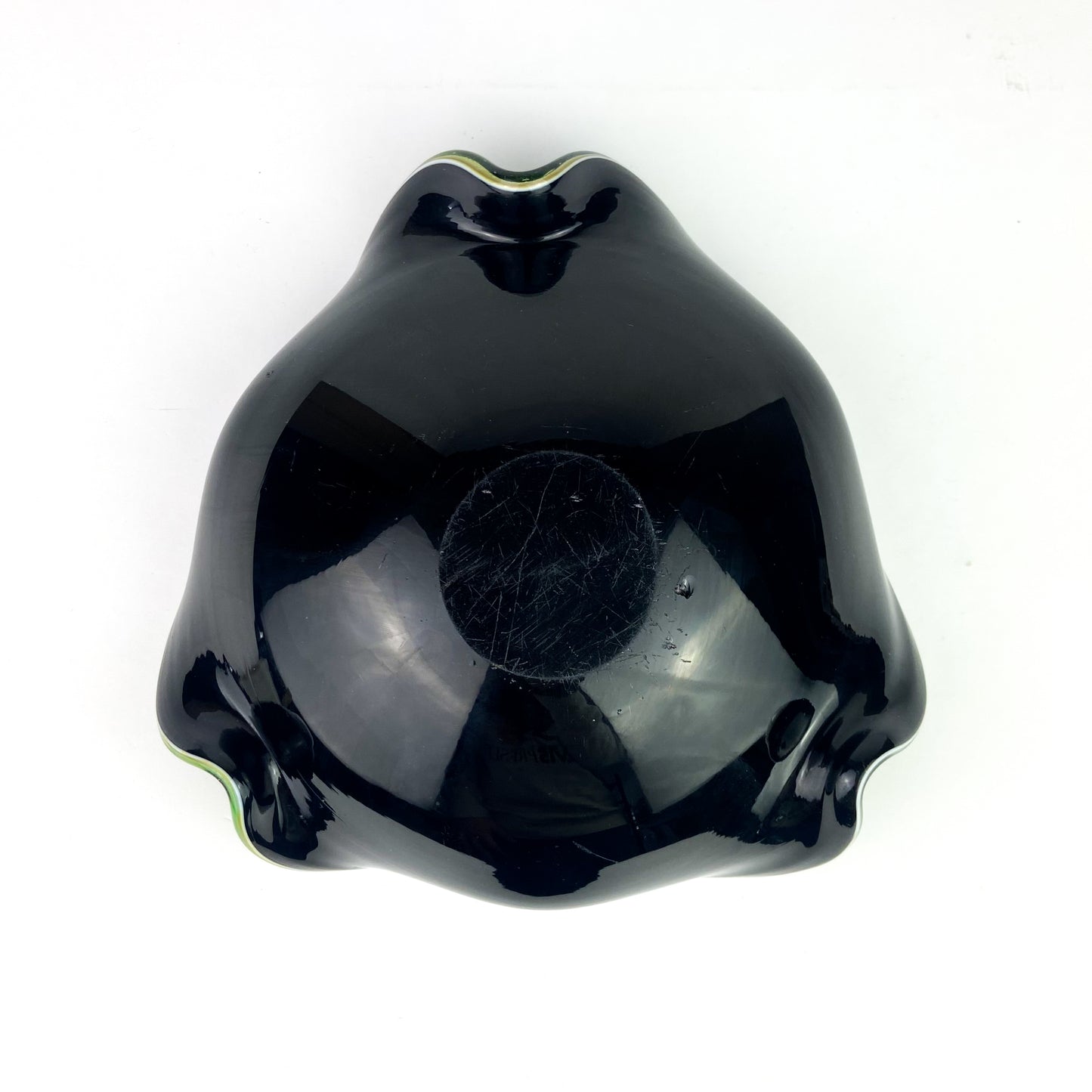 Murano Millefiori + Black Case Freeform Glass Catchall/Ashtray #O1143