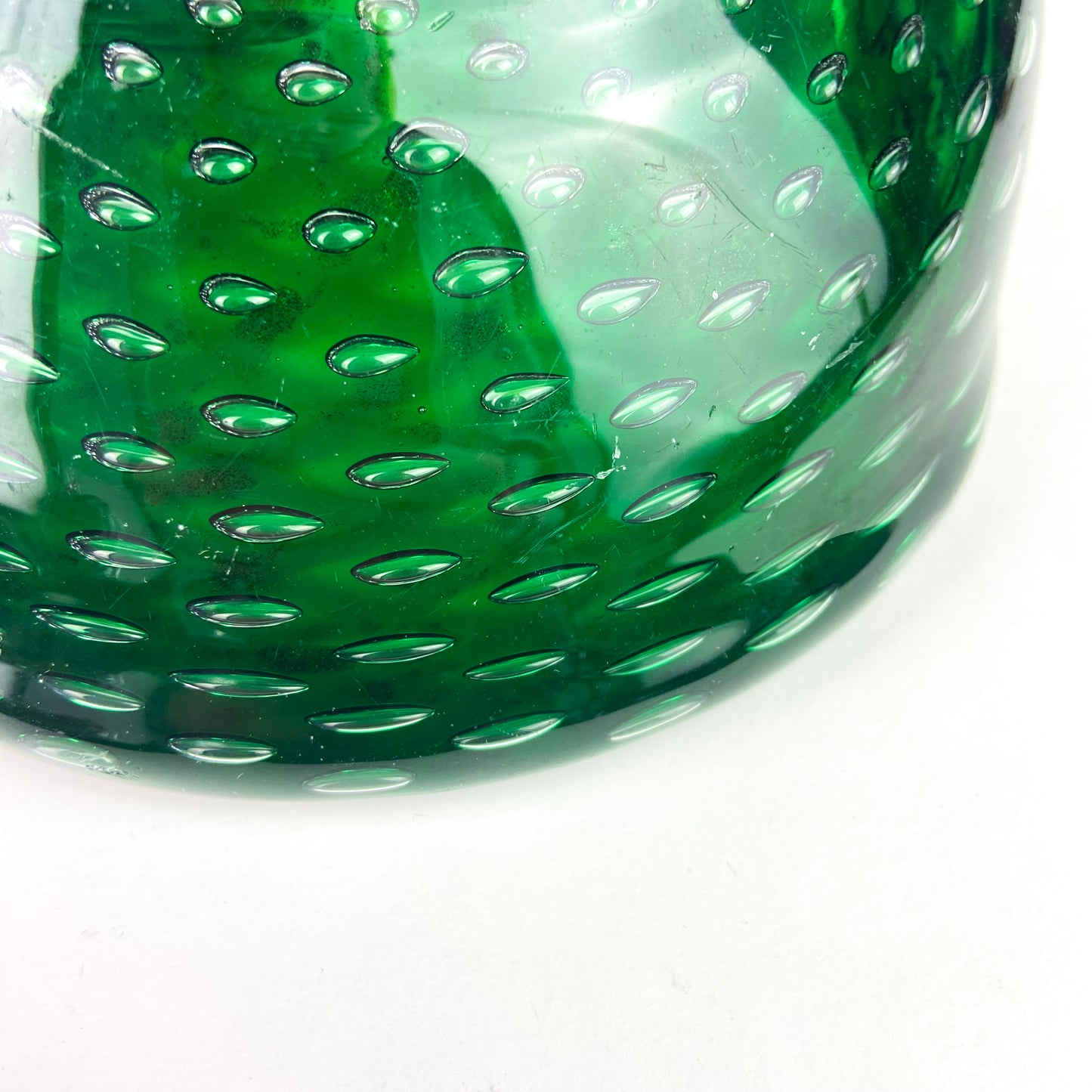 Murano Emerald + Gold Bullicante Glass Catchall/Ashtray #O1145