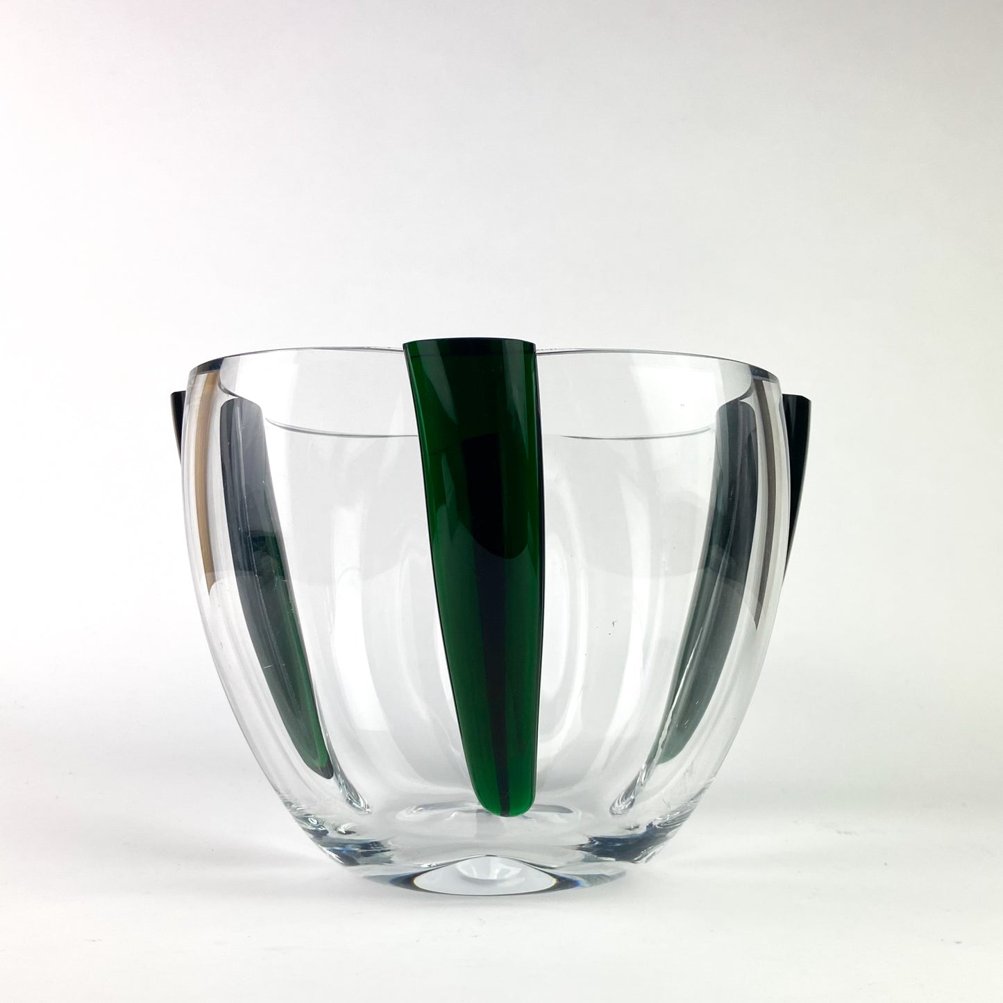 Vintage Emerald + Clear Deco Art Glass Bowl #O1147