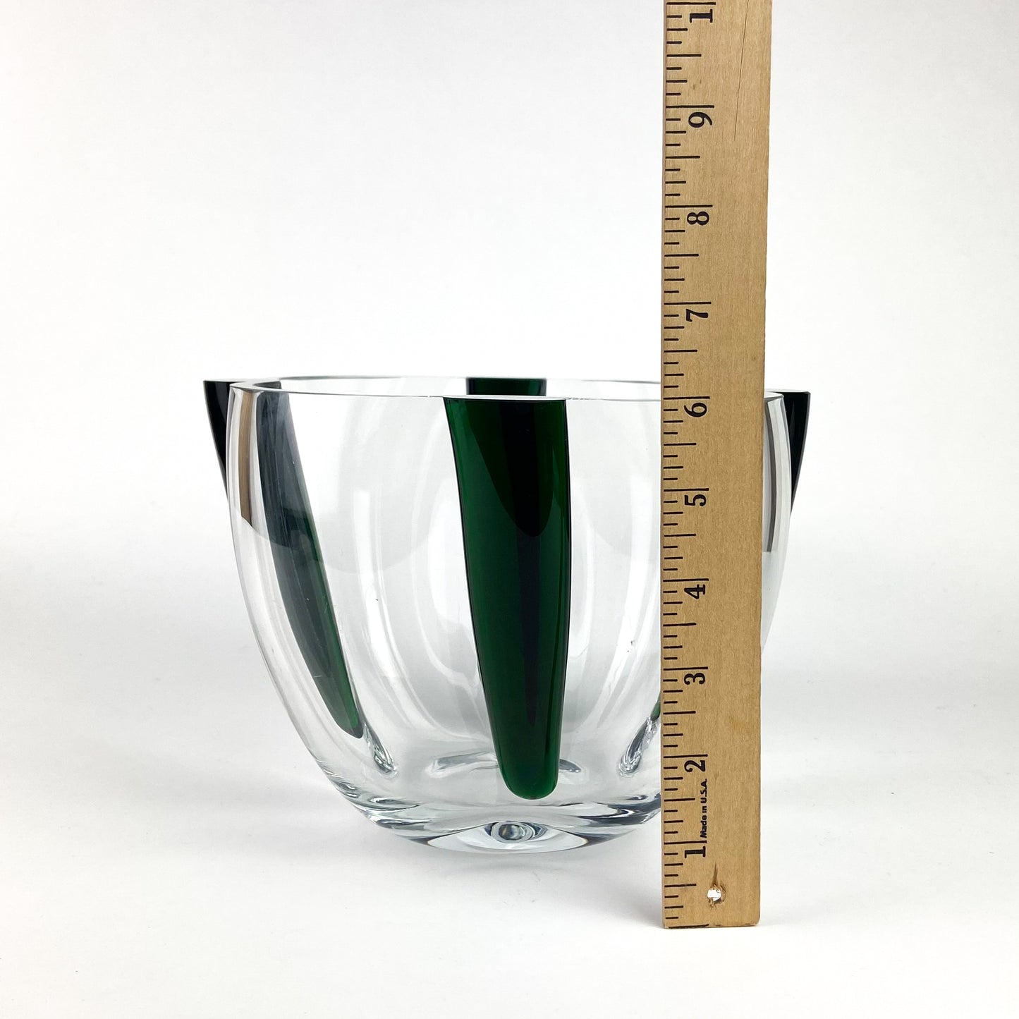 Vintage Emerald + Clear Deco Art Glass Bowl #O1147