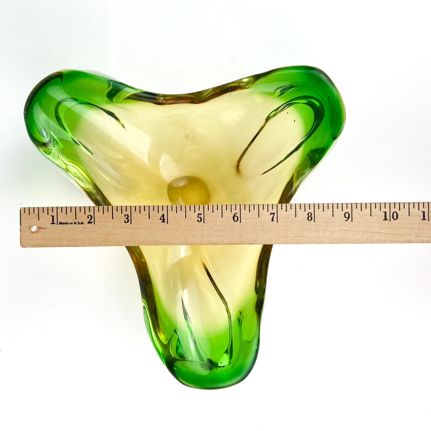 Murano Emerald + Amber Floriform Glass Catchall/Ashtray #O1151