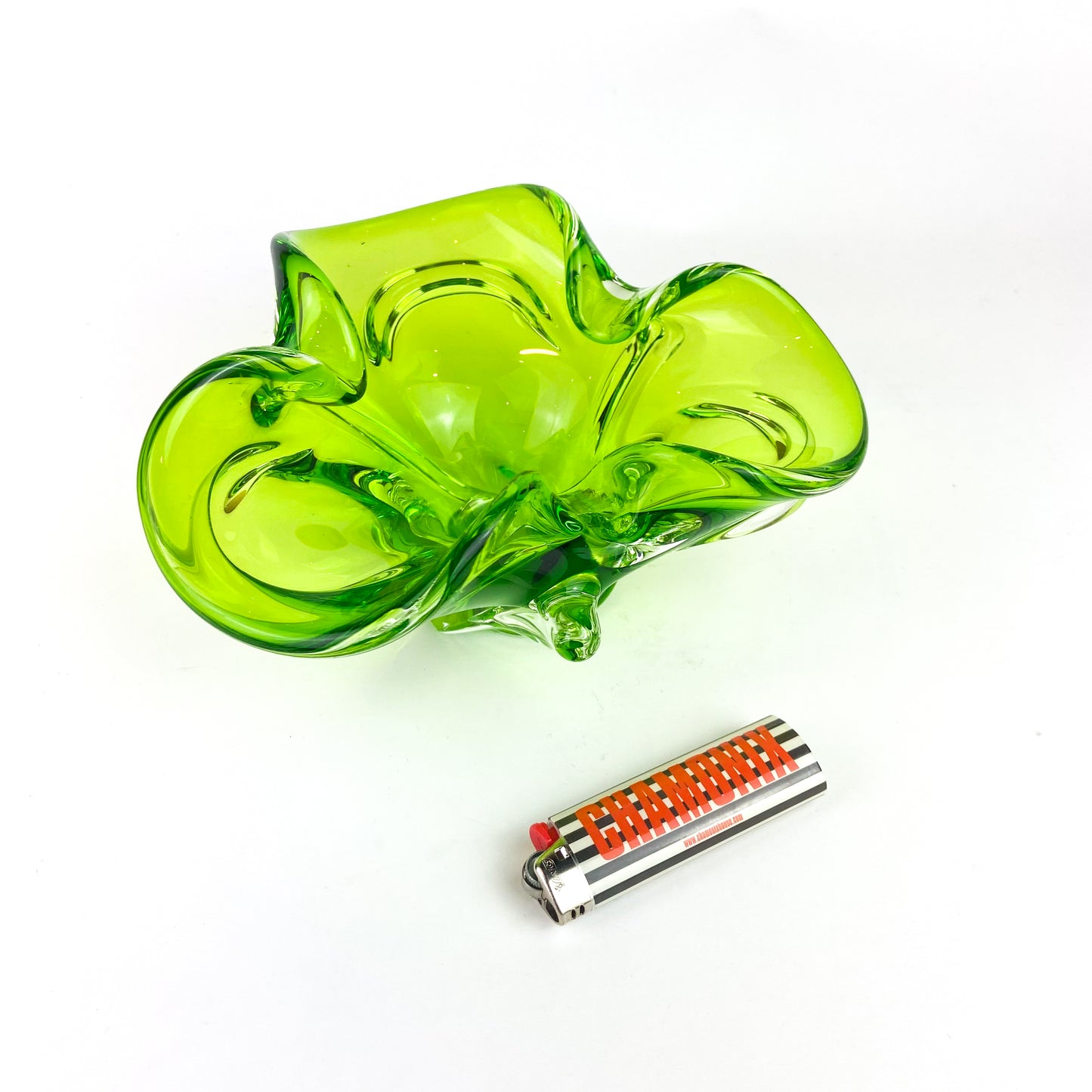 Murano Lime Clover Glass Catchall/Ashtray #O1152