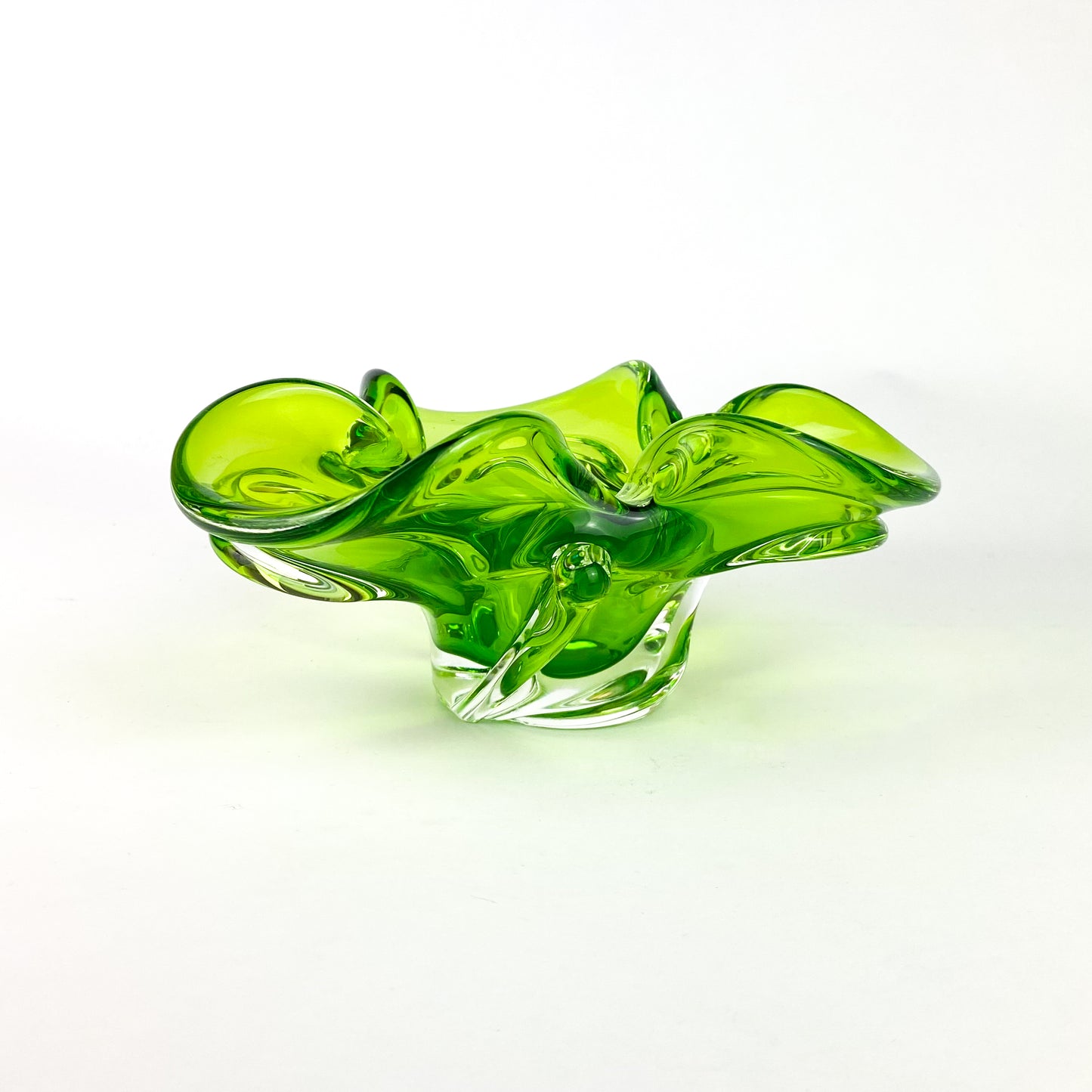 Murano Lime Clover Glass Catchall/Ashtray #O1152