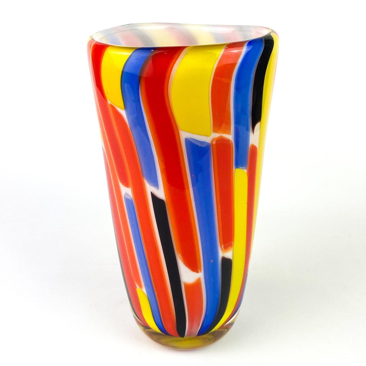 Large Caned Art Glass Vase #O1156