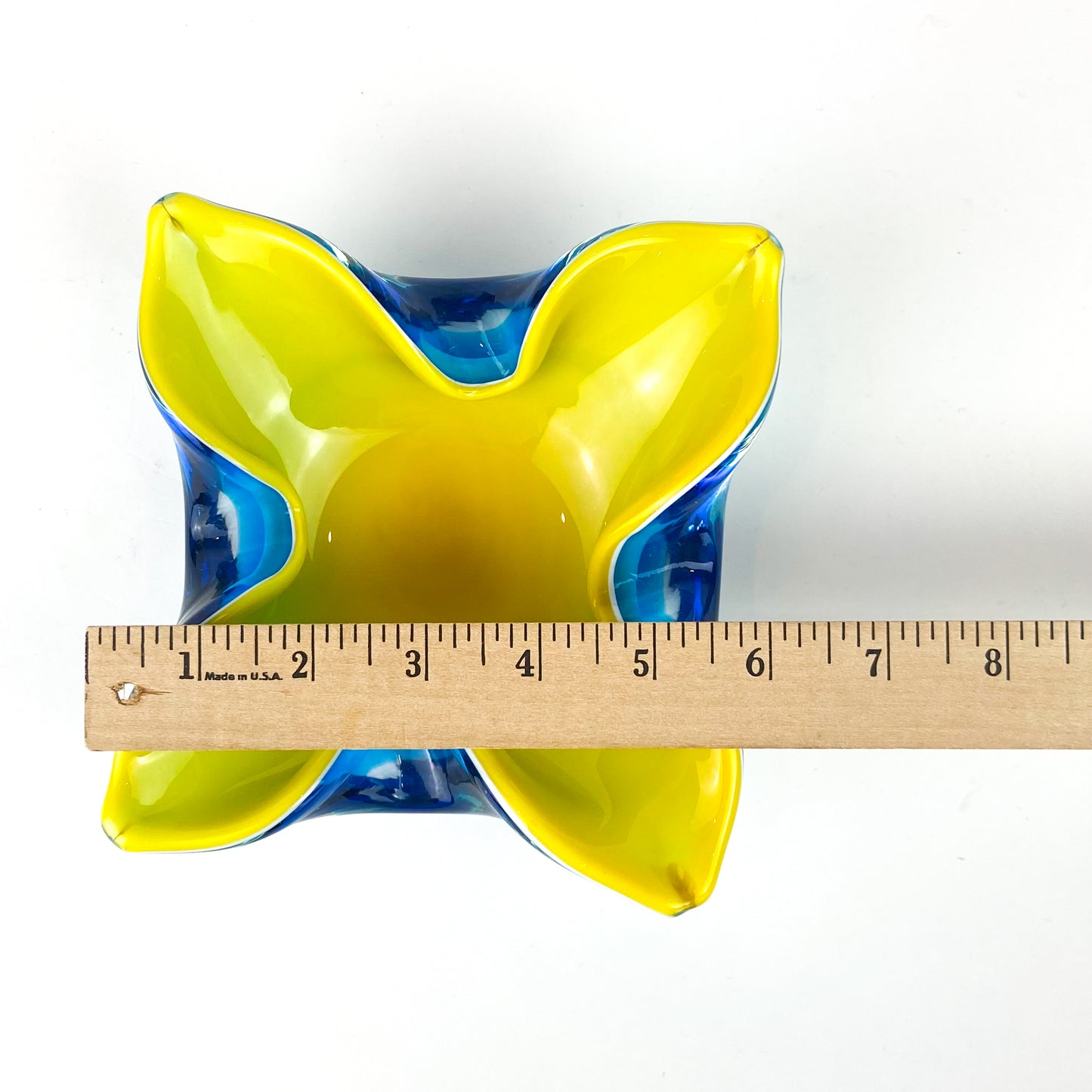 Murano Blue + Yellow Floriform Catchall/Ashtray #O1157