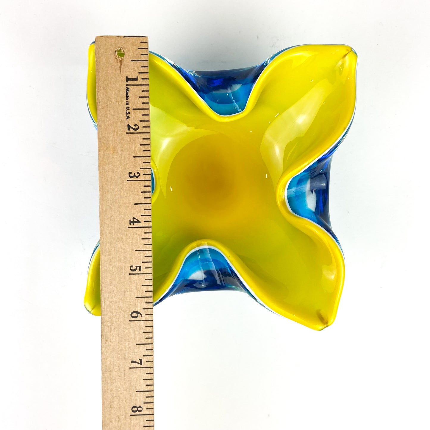 Murano Blue + Yellow Floriform Catchall/Ashtray #O1157