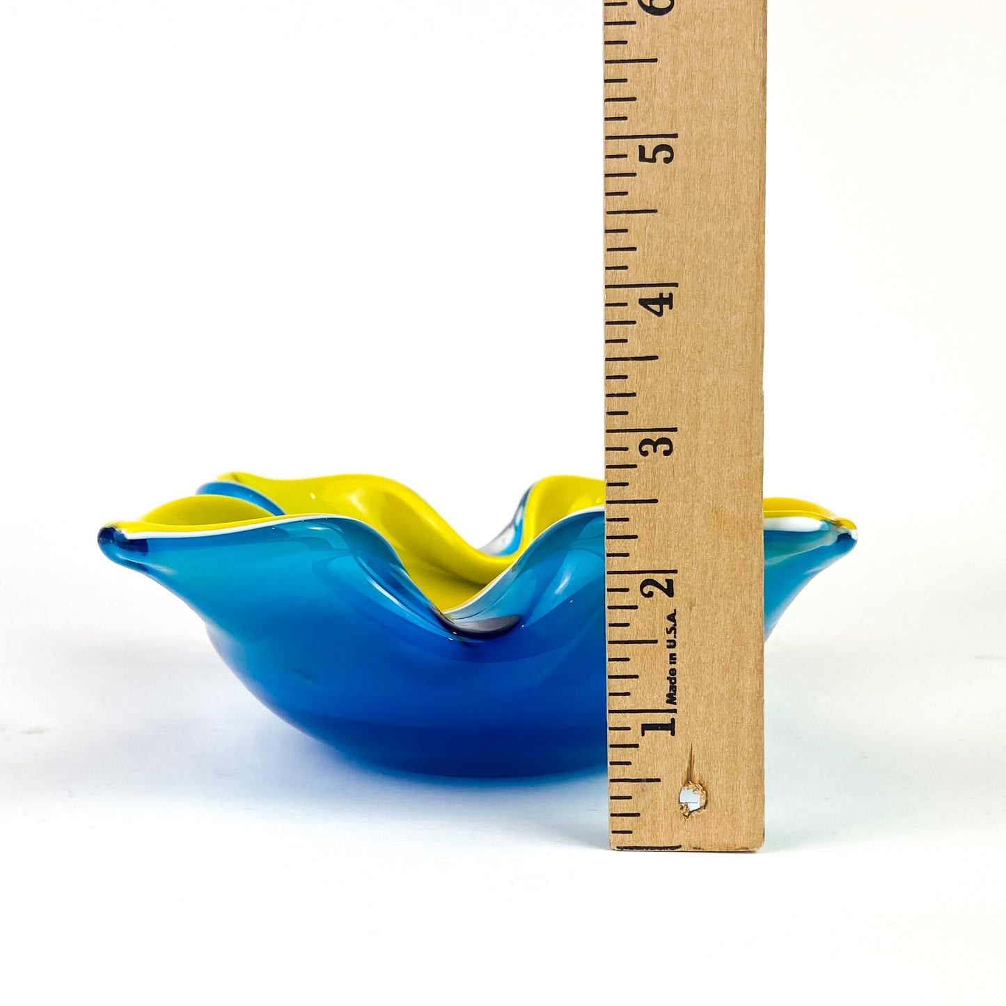 Murano Blue + Yellow Floriform Catchall/Ashtray #O1157