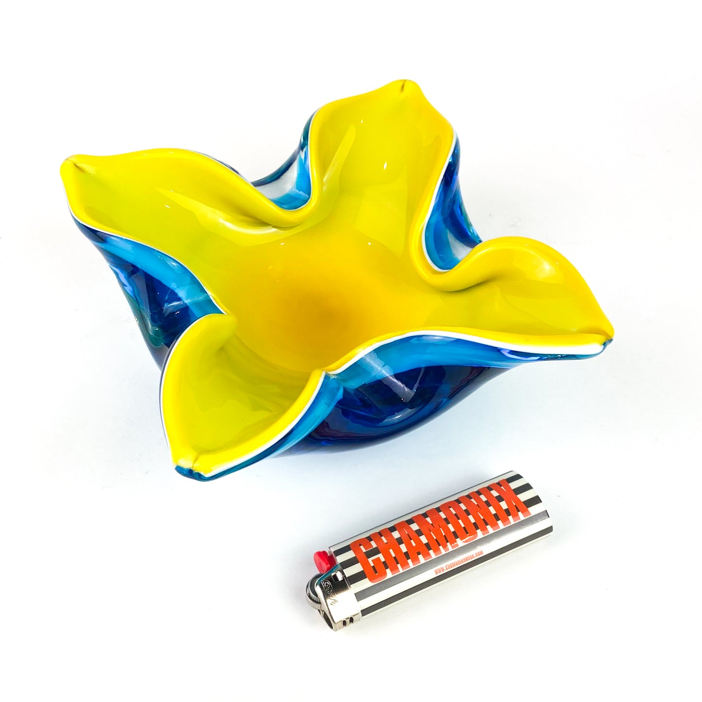 Murano Blue + Yellow Floriform Catchall/Ashtray #O1157