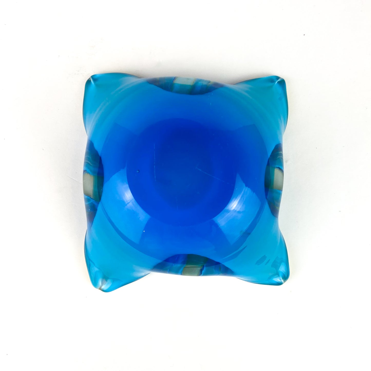 Murano Blue + Yellow Floriform Catchall/Ashtray #O1157