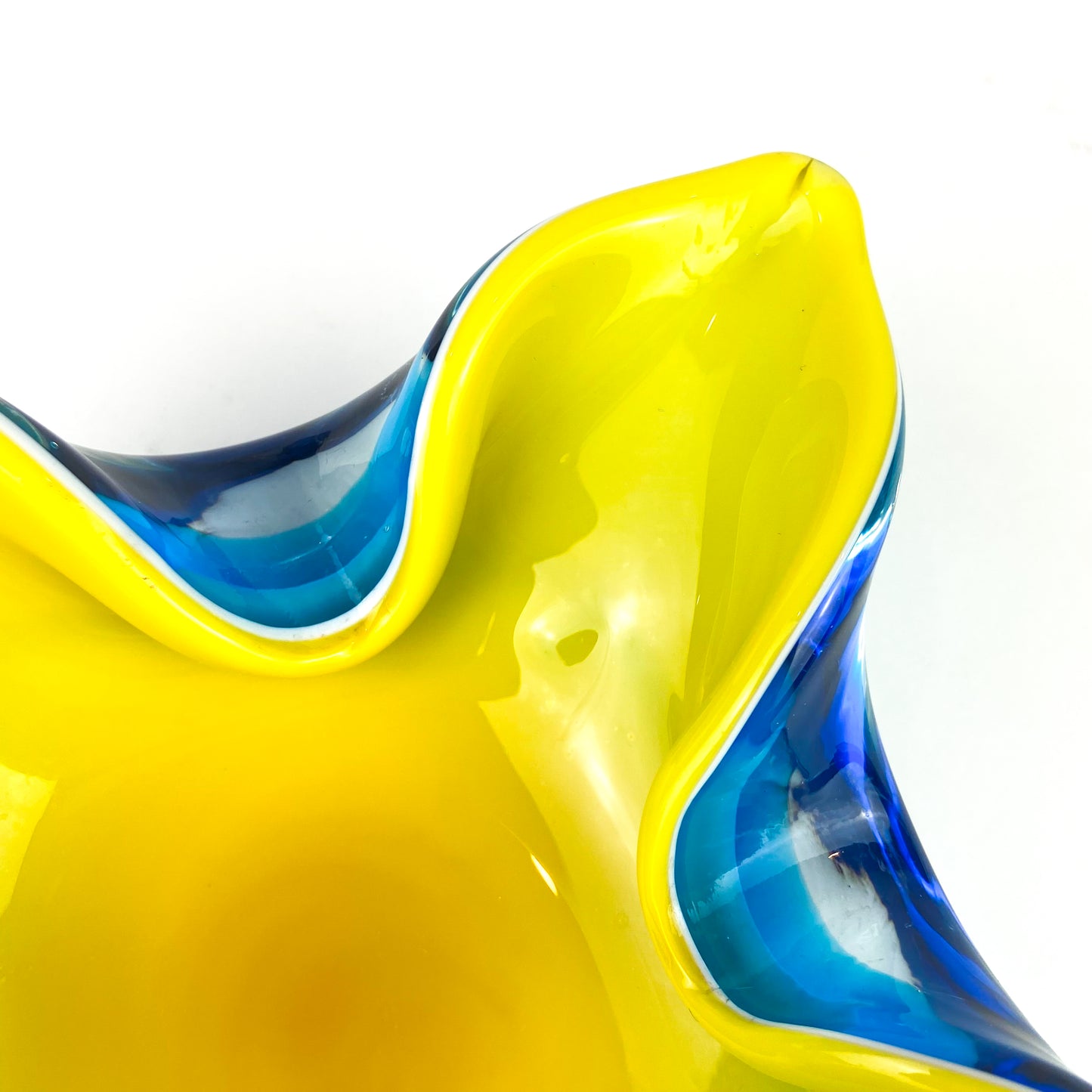 Murano Blue + Yellow Floriform Catchall/Ashtray #O1157