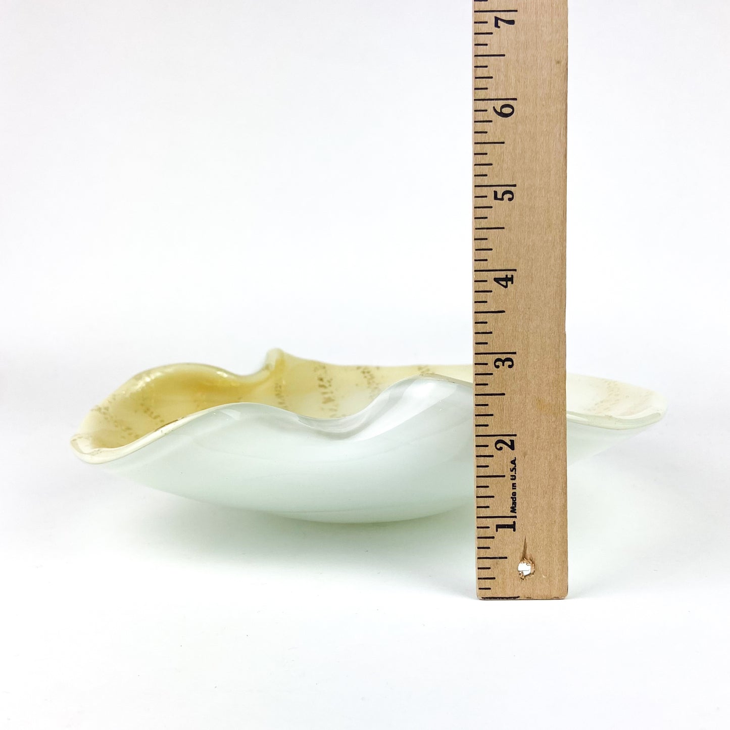 Murano Gold + White Cased Freeform Catchall/Ashtray #O1165