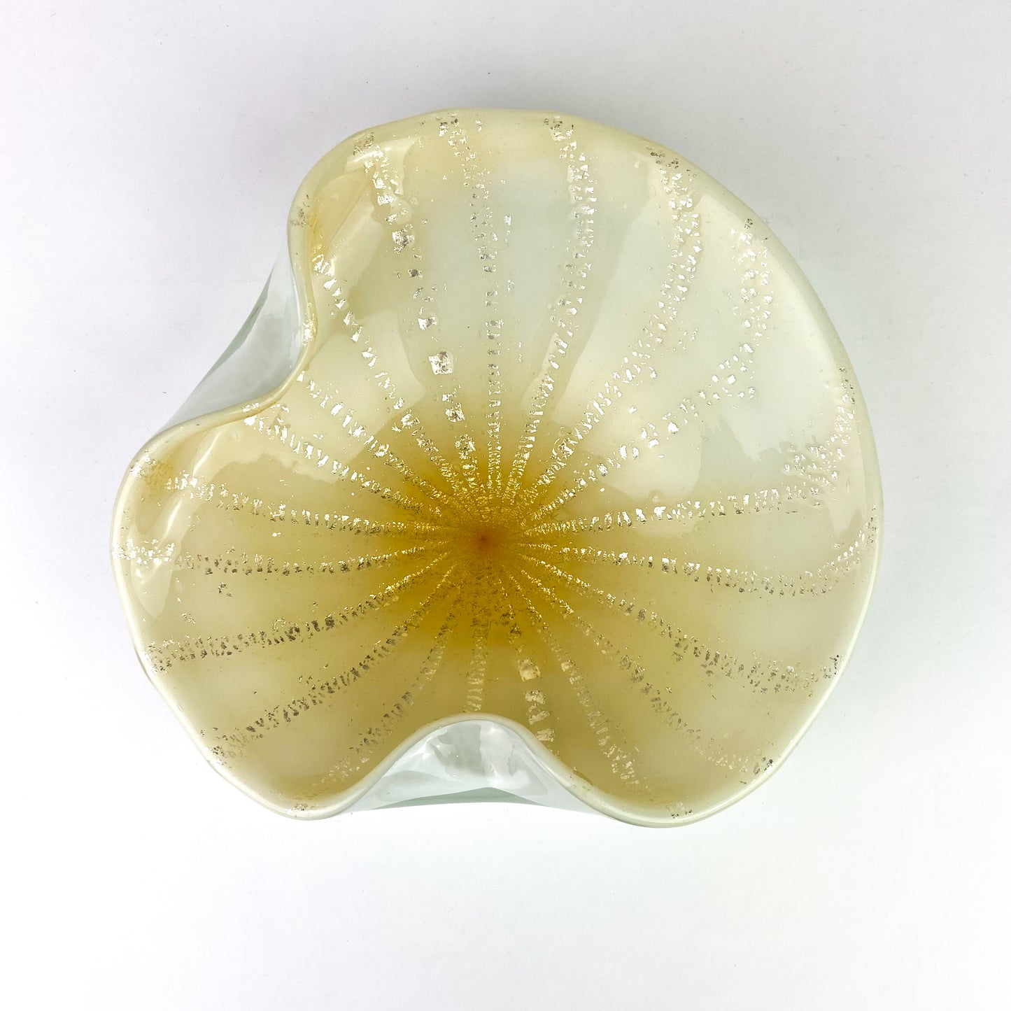 Murano Gold + White Cased Freeform Catchall/Ashtray #O1165