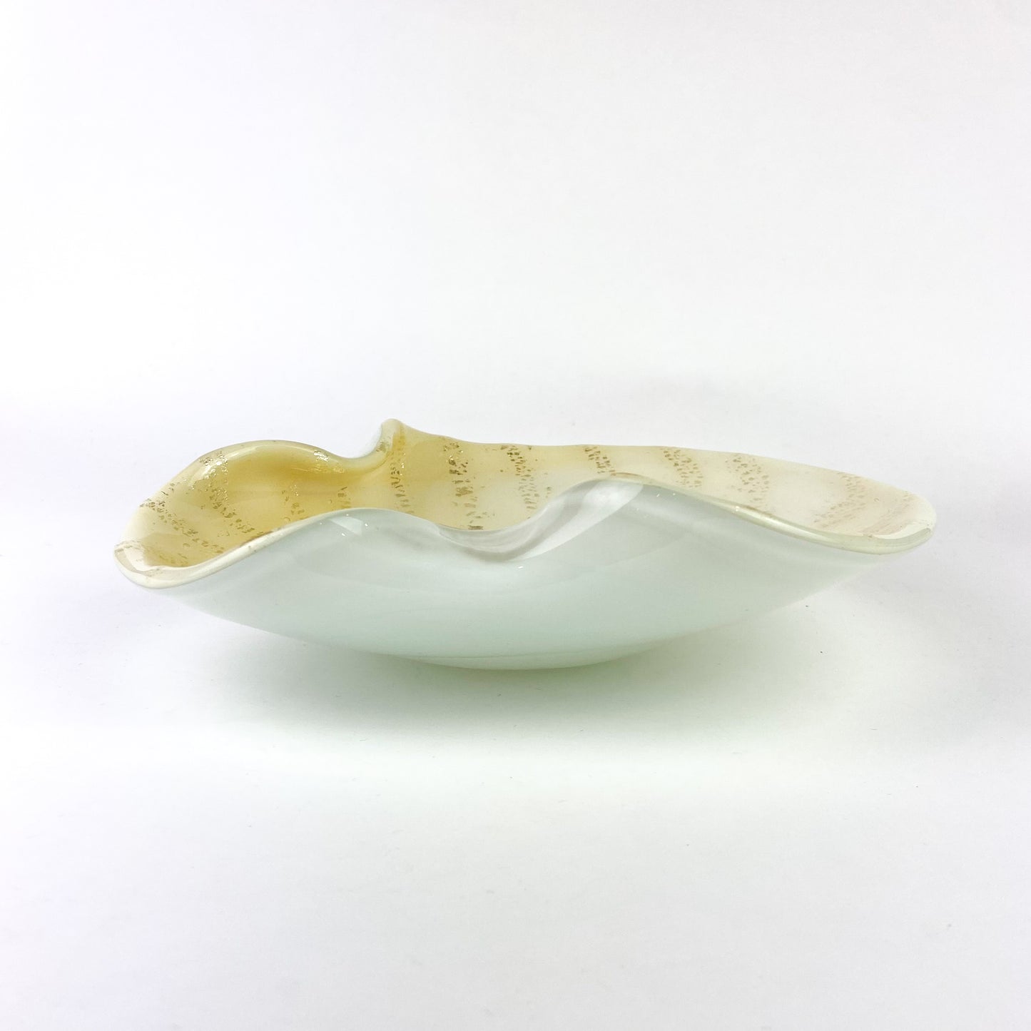 Murano Gold + White Cased Freeform Catchall/Ashtray #O1165