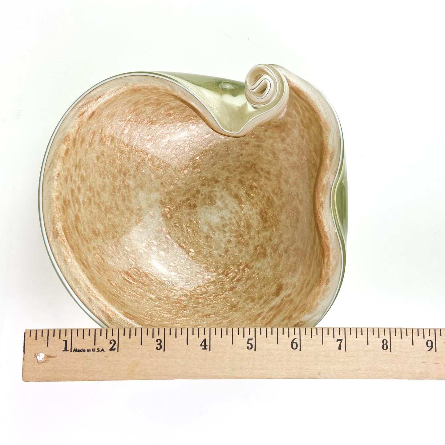 Murano Cream + Copper Freeform Glass Catchall/Ashtray #O1166