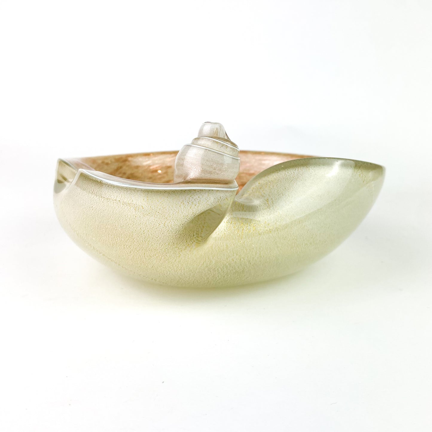 Murano Cream + Copper Freeform Glass Catchall/Ashtray #O1166