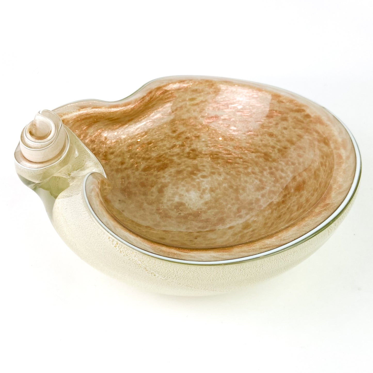 Murano Cream + Copper Freeform Glass Catchall/Ashtray #O1166