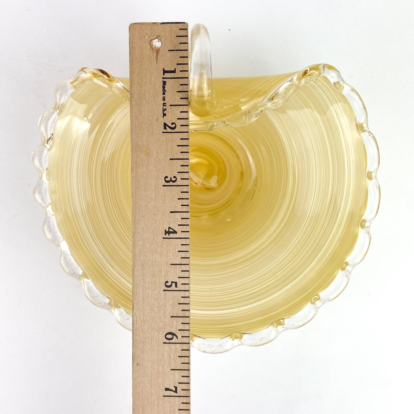 Murano Gold Swirl Scalloped Handled Catchall/Ashtray #O1206