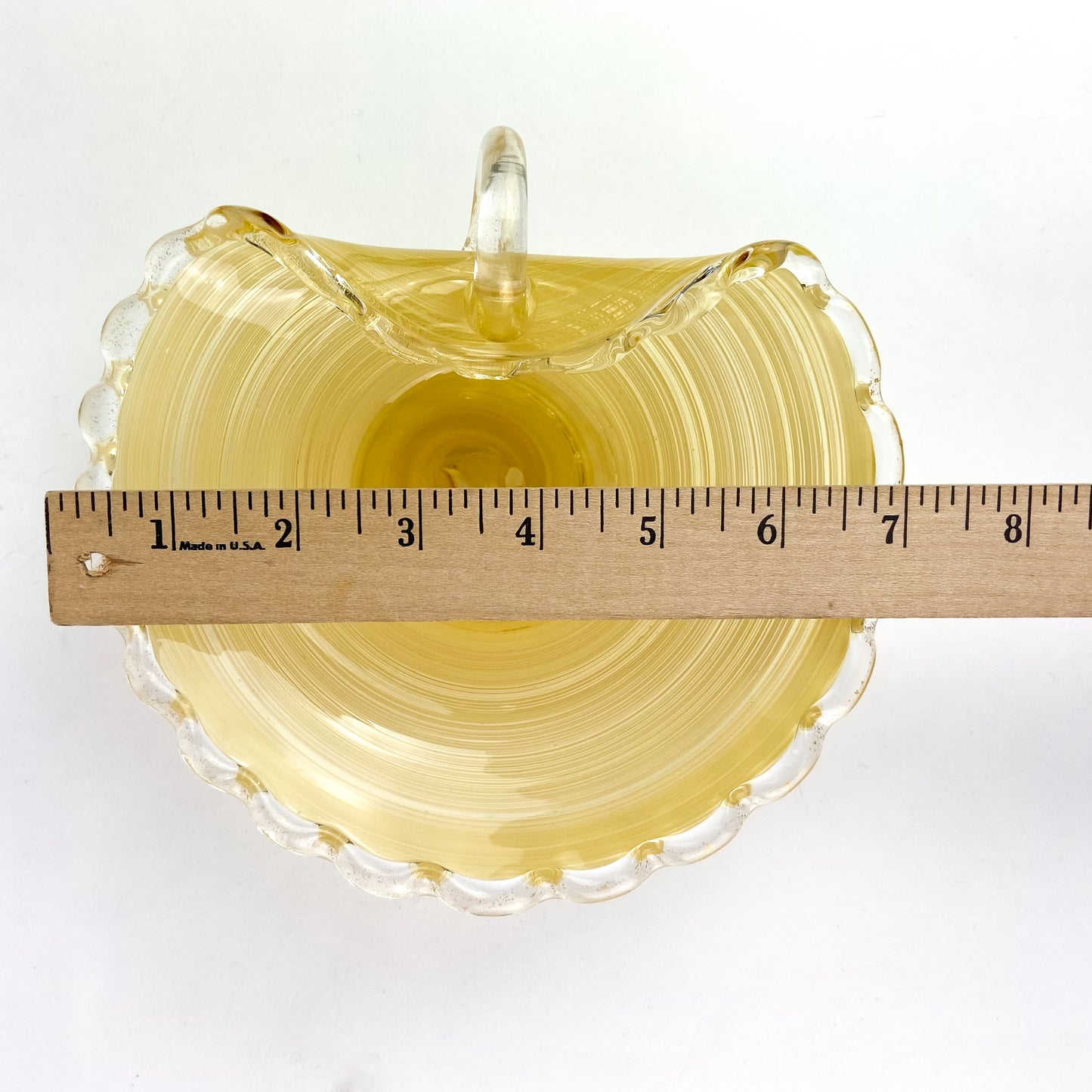 Murano Gold Swirl Scalloped Handled Catchall/Ashtray #O1206