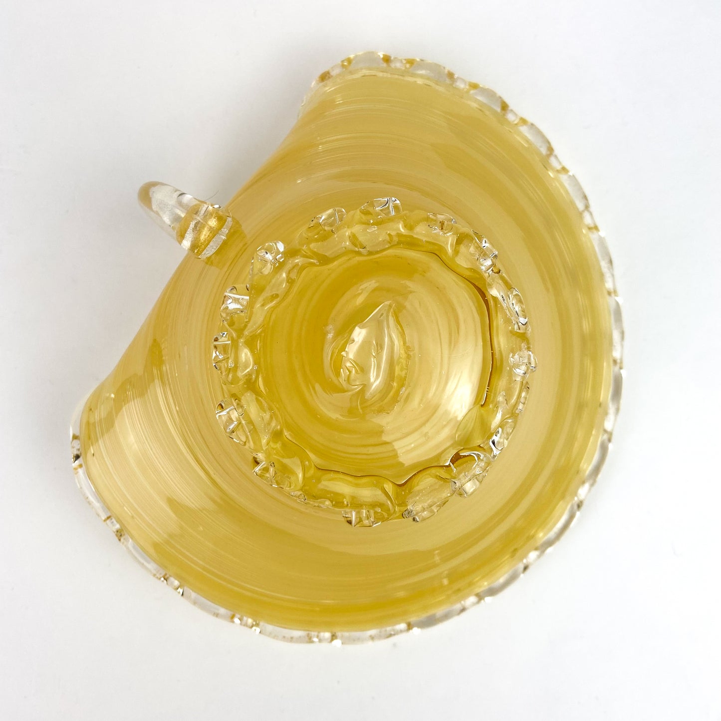 Murano Gold Swirl Scalloped Handled Catchall/Ashtray #O1206