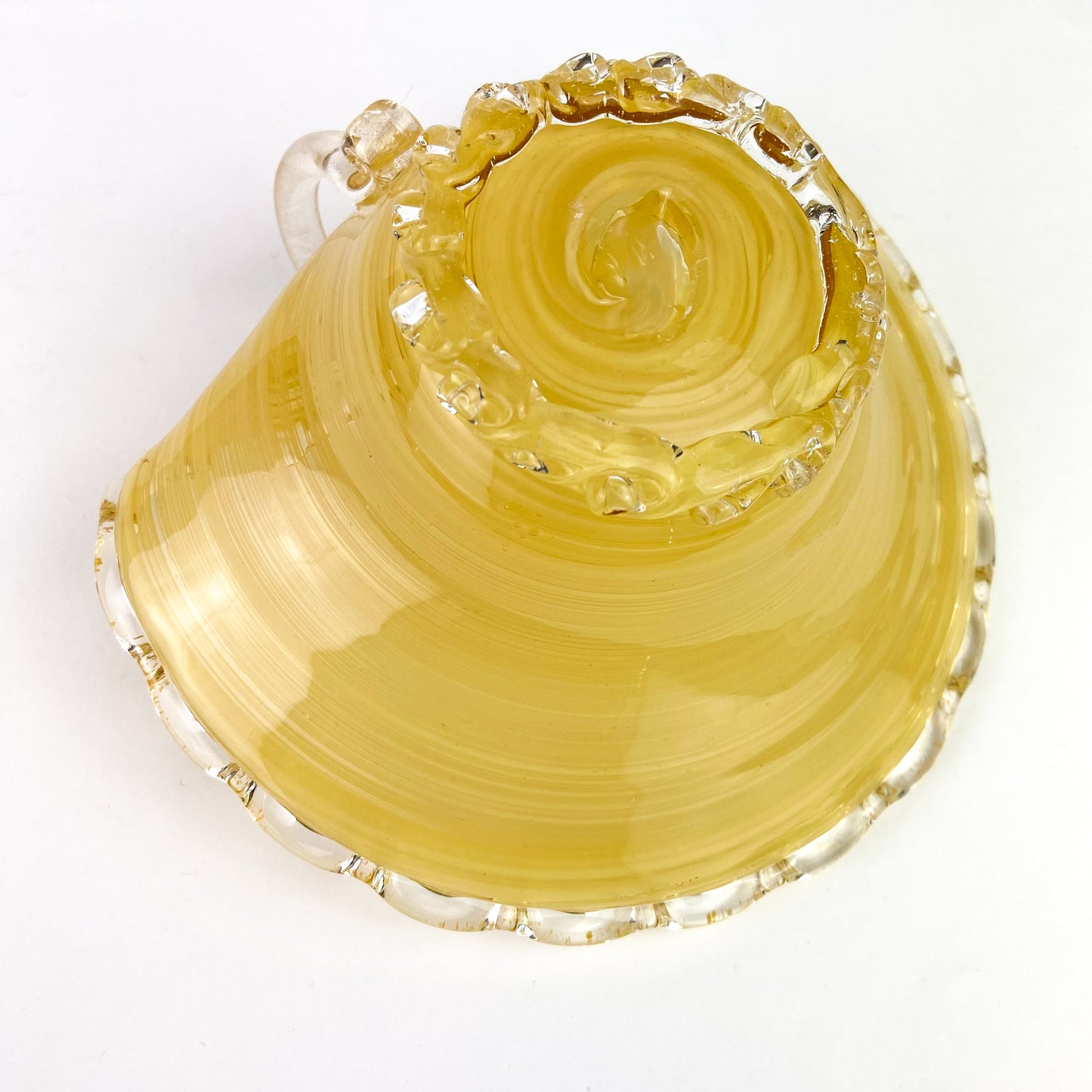 Murano Gold Swirl Scalloped Handled Catchall/Ashtray #O1206