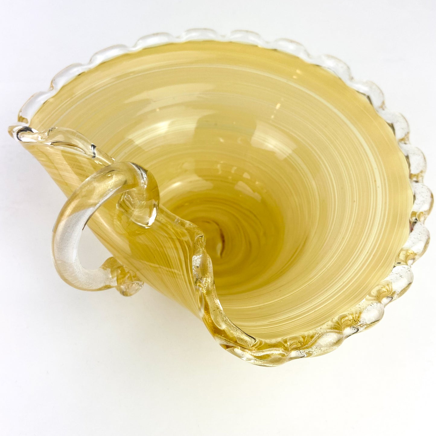 Murano Gold Swirl Scalloped Handled Catchall/Ashtray #O1206