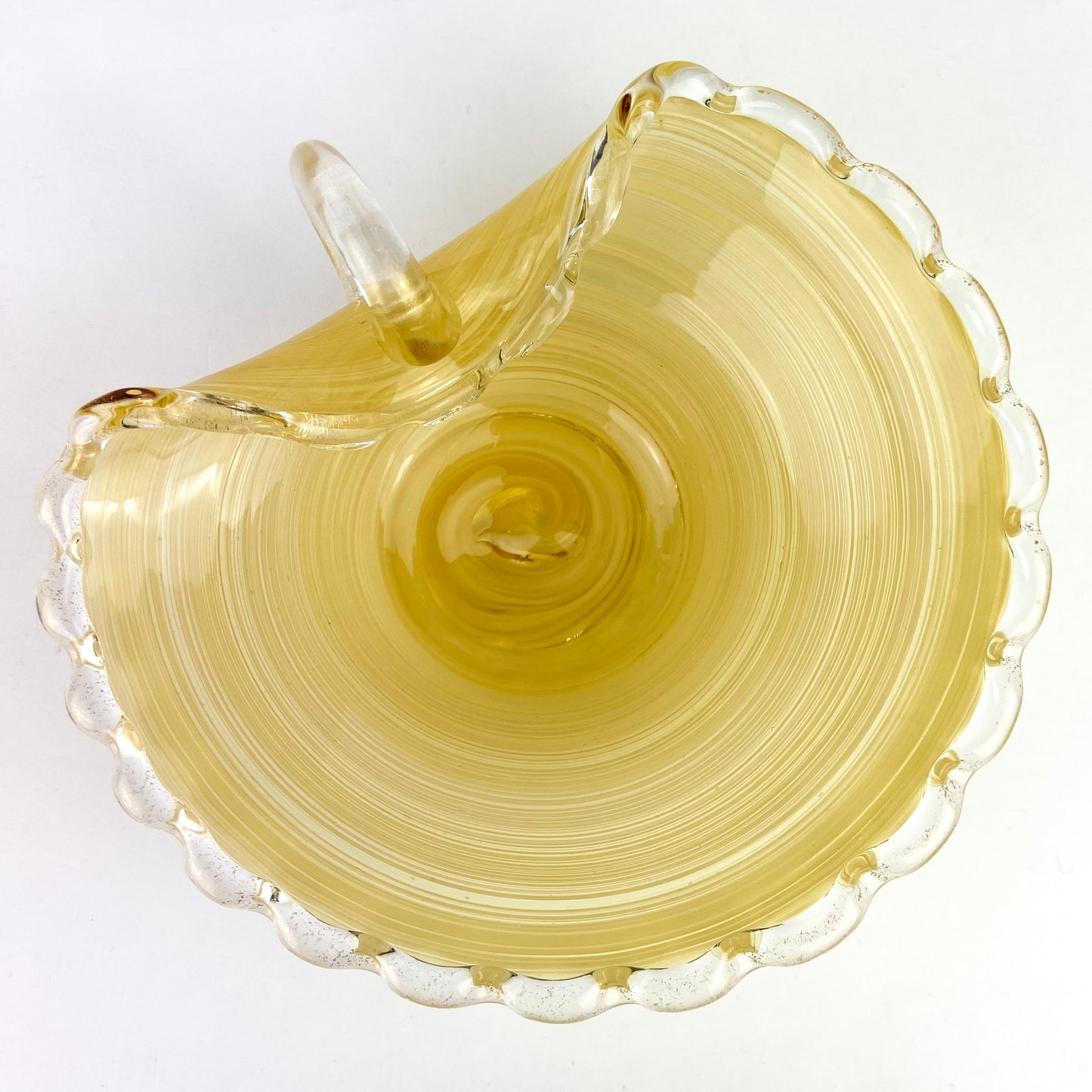 Murano Gold Swirl Scalloped Handled Catchall/Ashtray #O1206