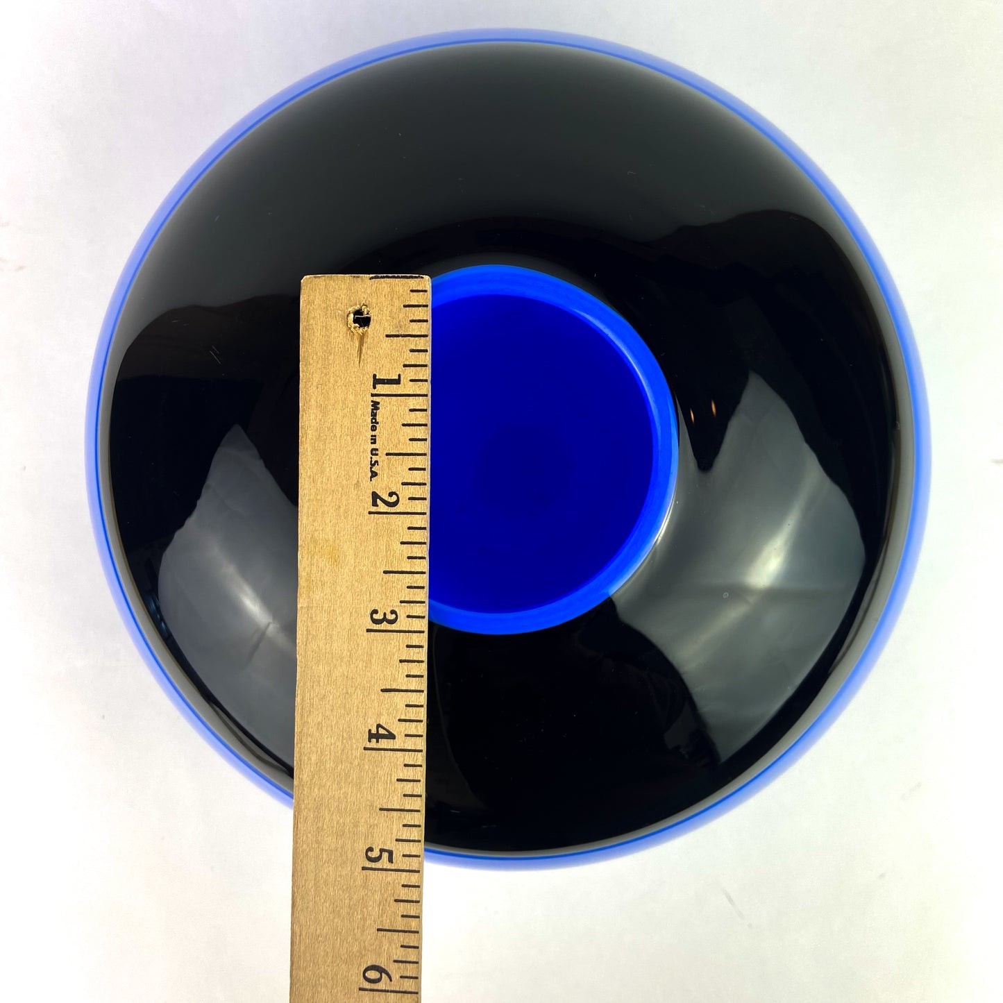 Post Modern Cobalt + Black Round Studio Art Glass Vase #O1176