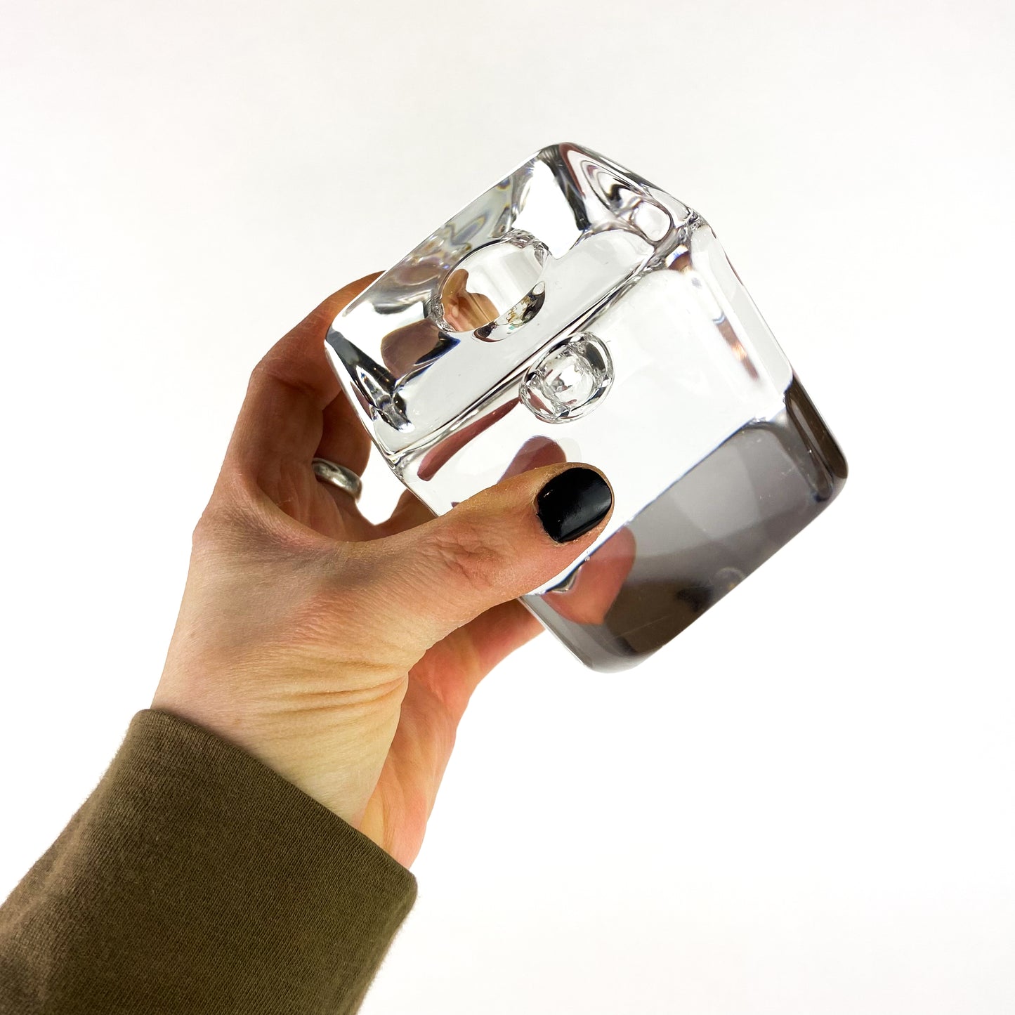 Kosta Boda Clear Cube Candle Holder by Goran Warff #O1179