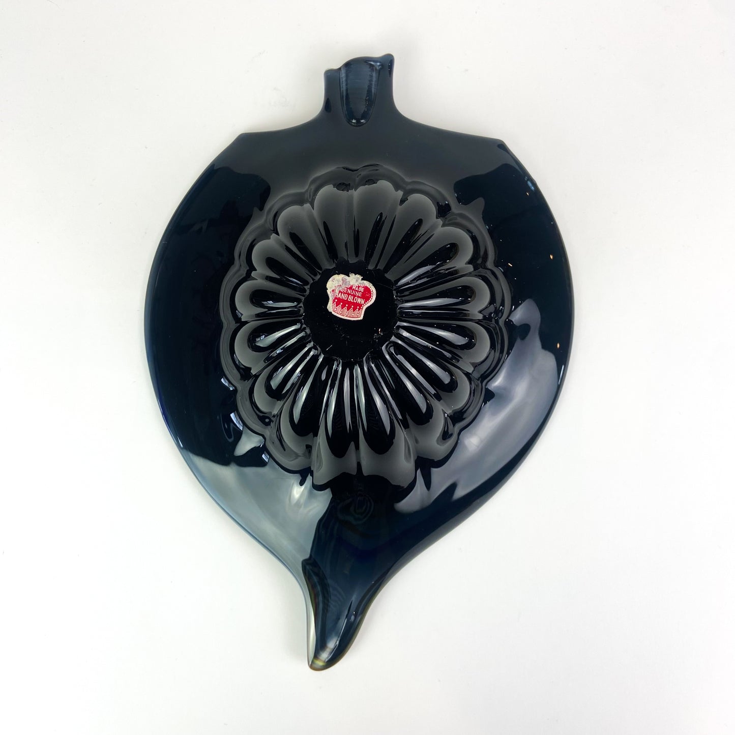 Vintage Black Cased Spiral Art Glass Catchall/Ashtray #O1263