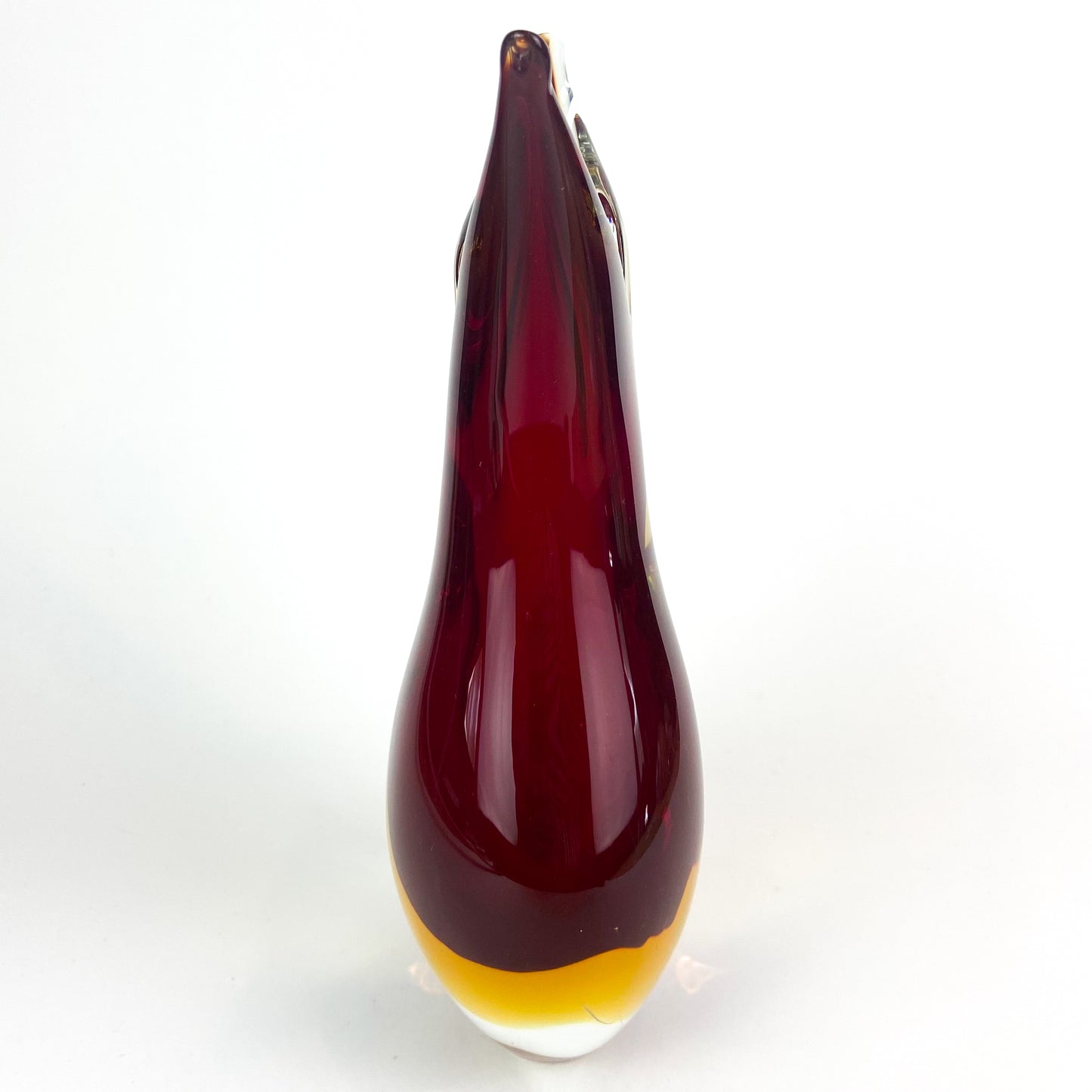 Murano Ruby + Amber Sommerso V Neck Glass Vase #O1265