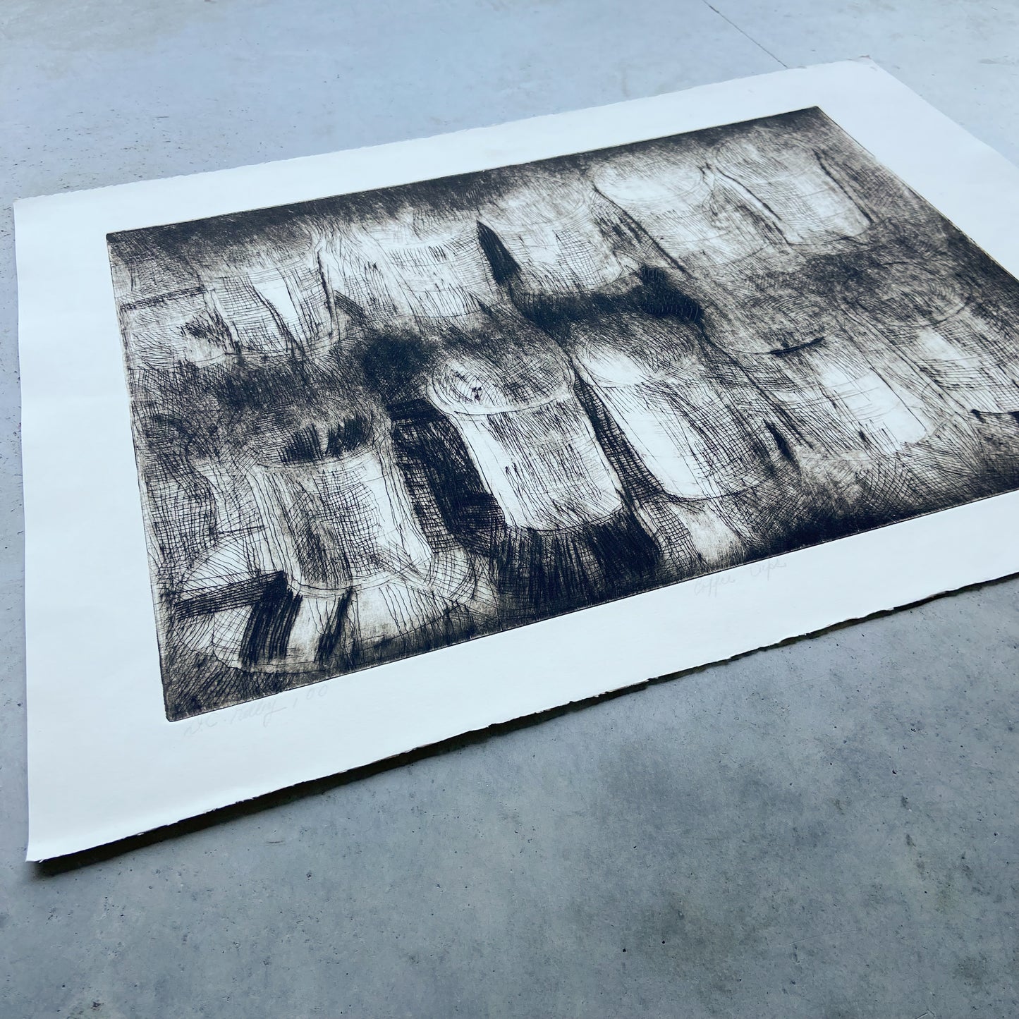 Coffee Cups (2000) Etching by Donald Kelley #P1855B - 22" x 30"