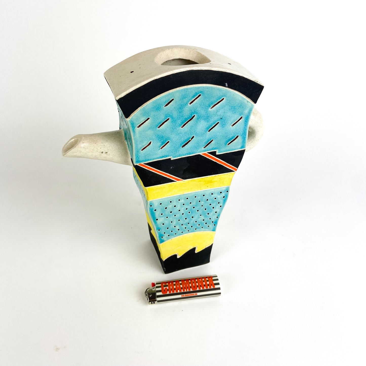 Signed Post Modern Studio Art Pottery Teapot/Vase #O1353