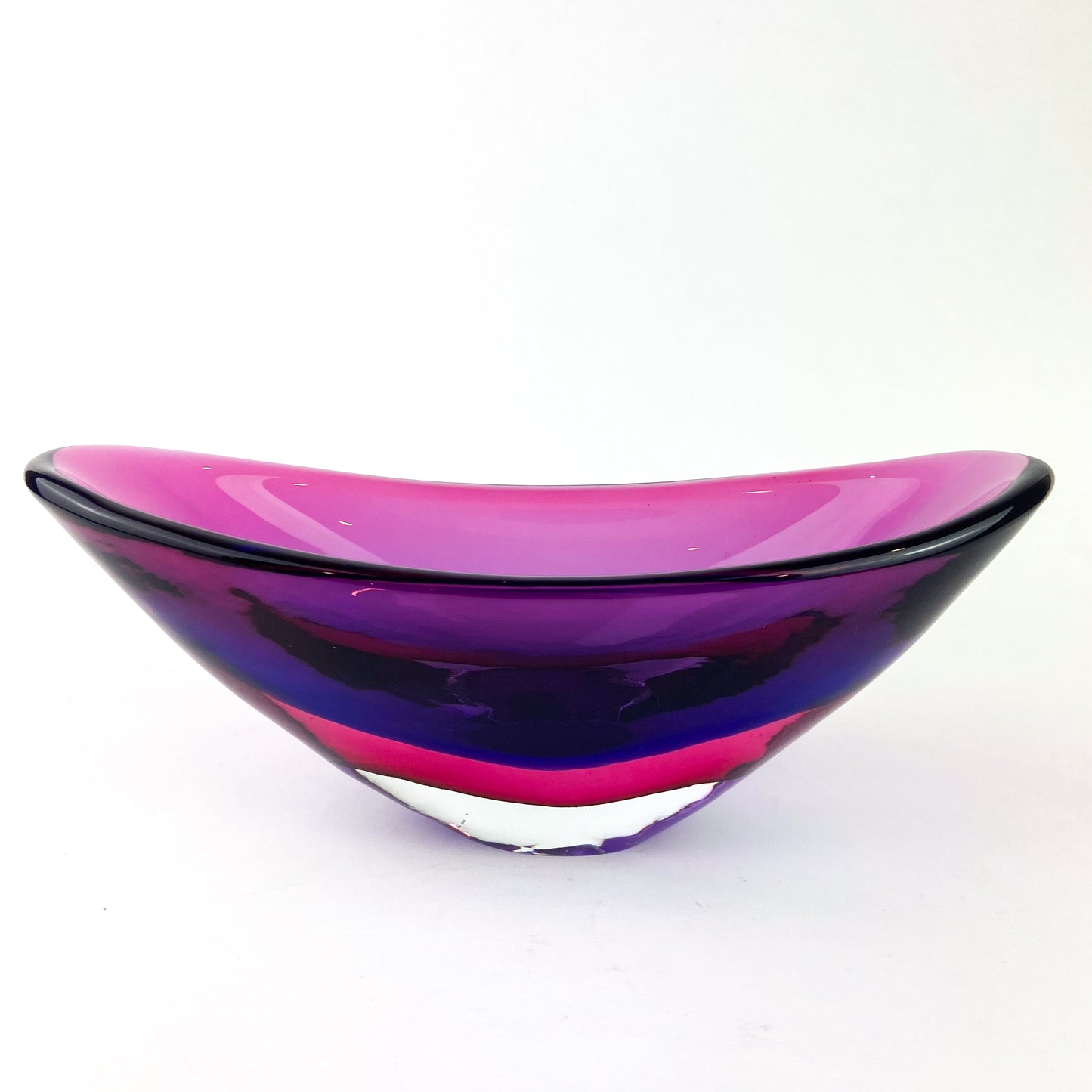 Murano Ovoid Purple + Fuschia Sommerso Glass Bowl #O1073