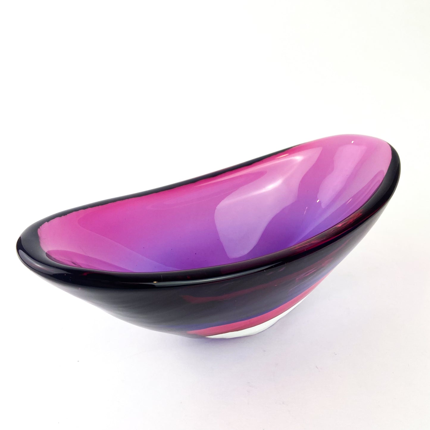 Murano Ovoid Purple + Fuschia Sommerso Glass Bowl #O1073