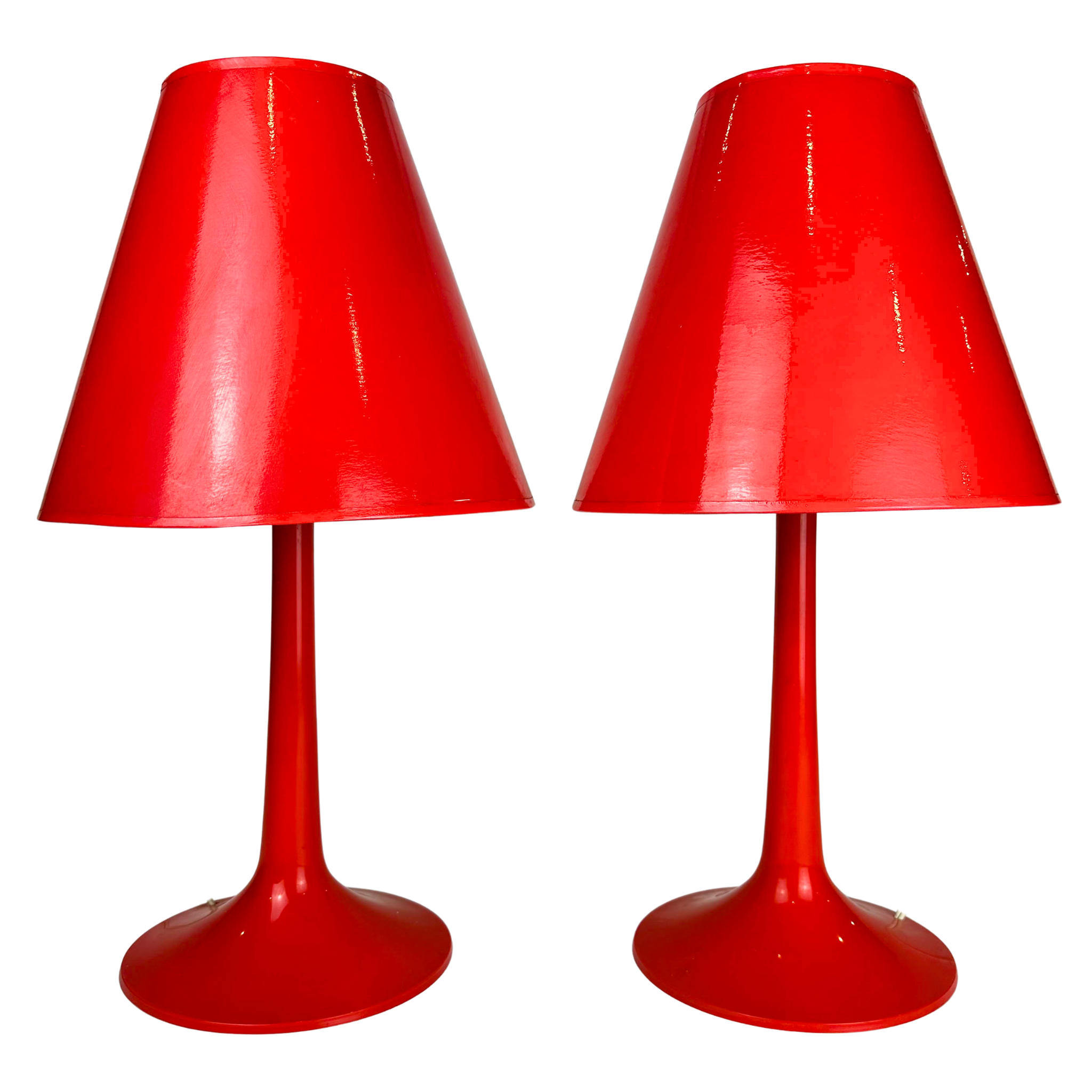 Pair of Vintage Red Tulip Table Lamps #L14 – Chamonix House