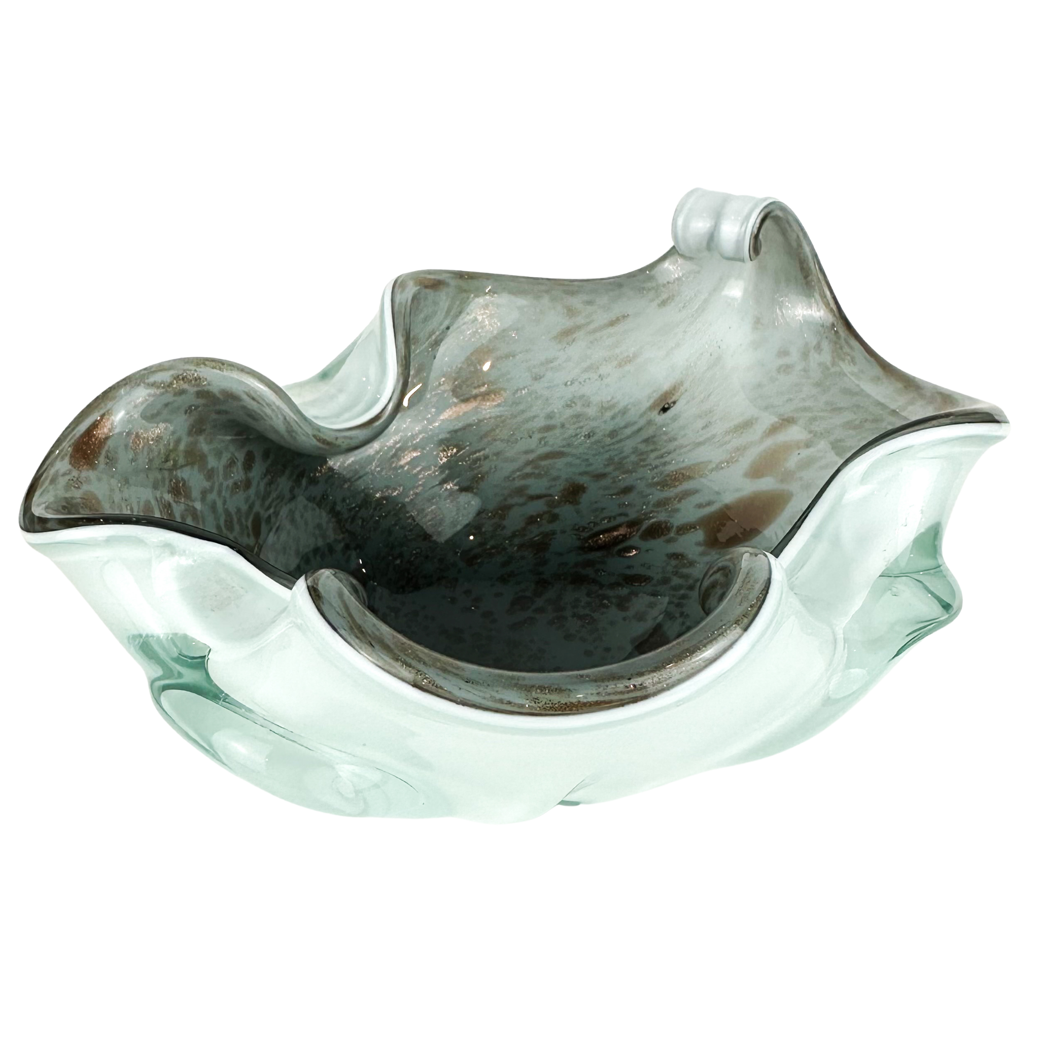 Murano Smoke + Copper Freeform Glass Catchall/Ashtray #O1991